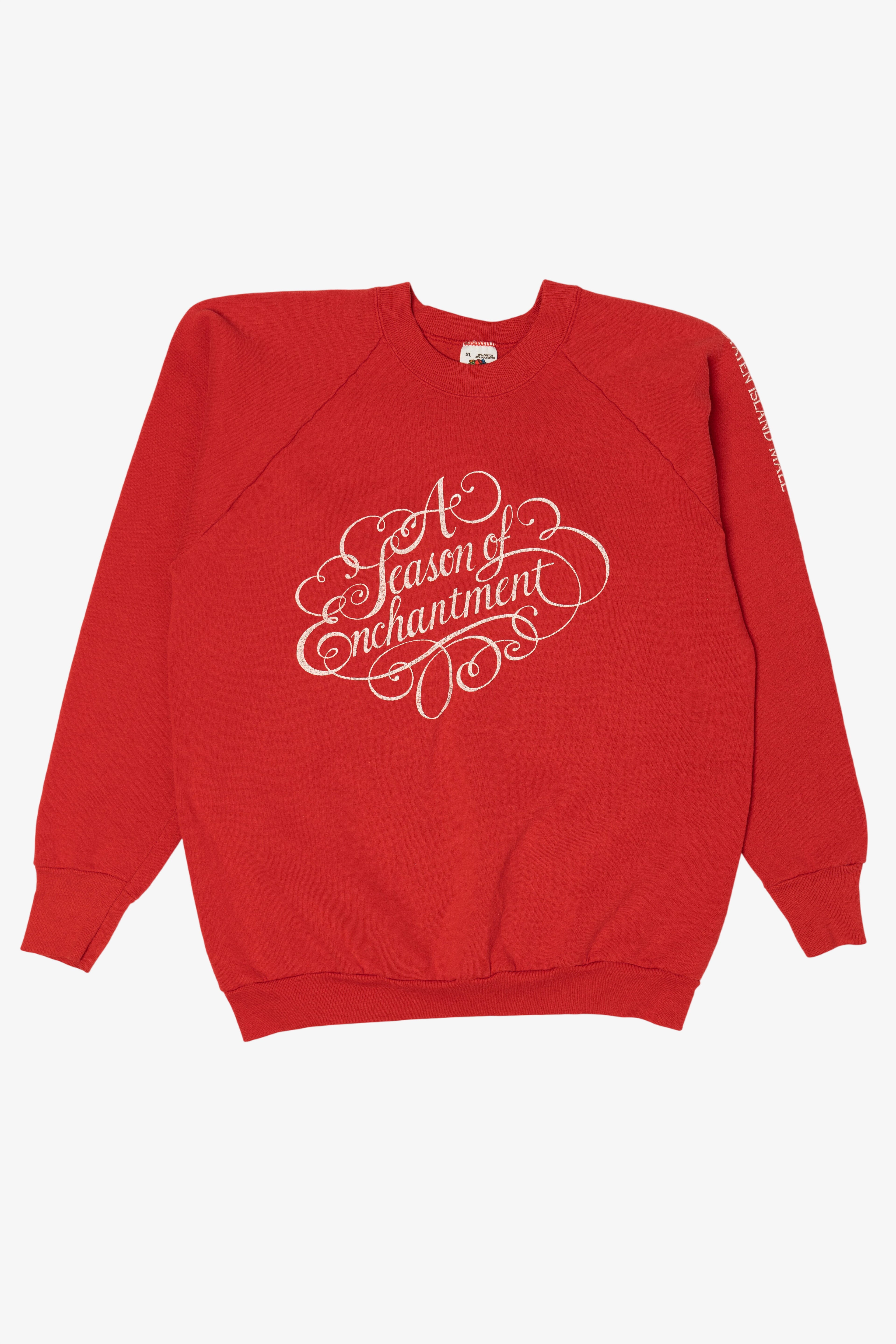 Vintage Red "A Season Of Enchantment" Staten Island Mall Raglan Sweatshirt (1990s)
