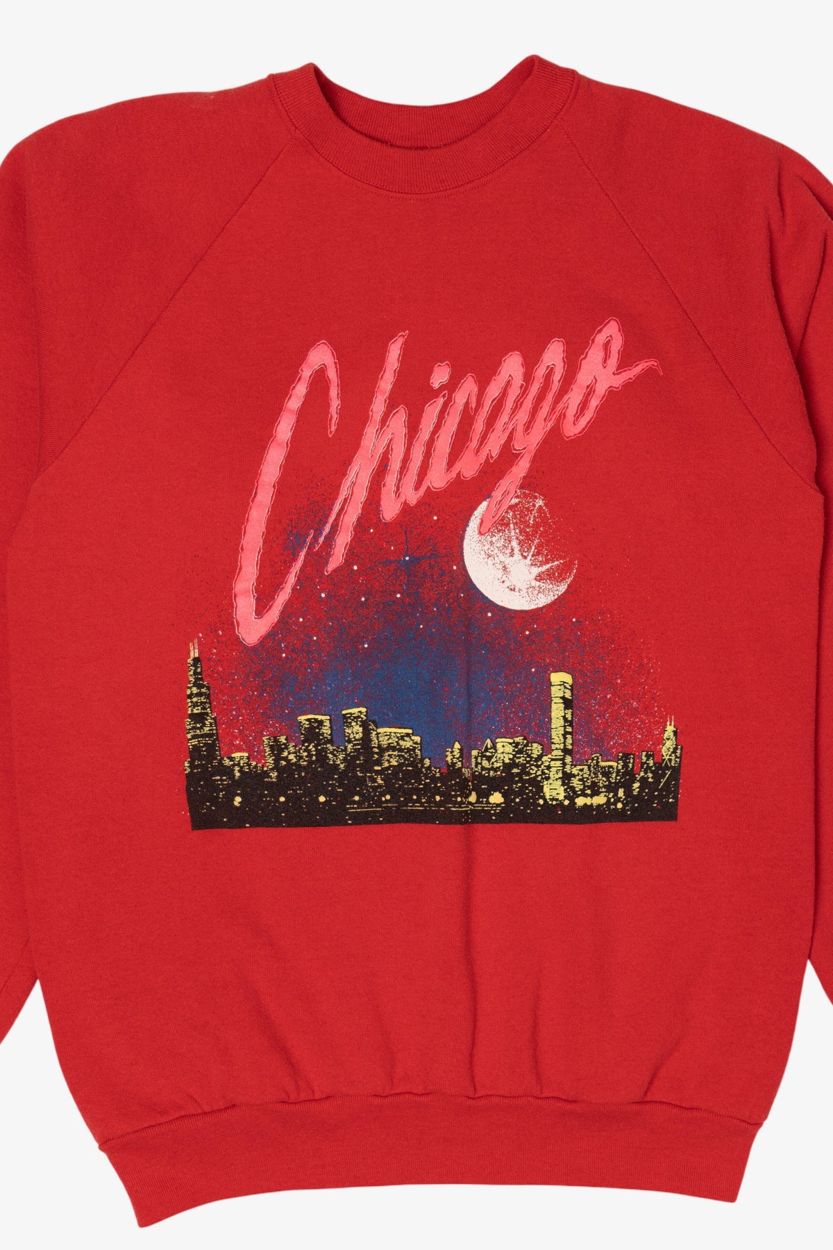 Vintage Red Chicago Skyline Raglan Sweatshirt (1990s)
