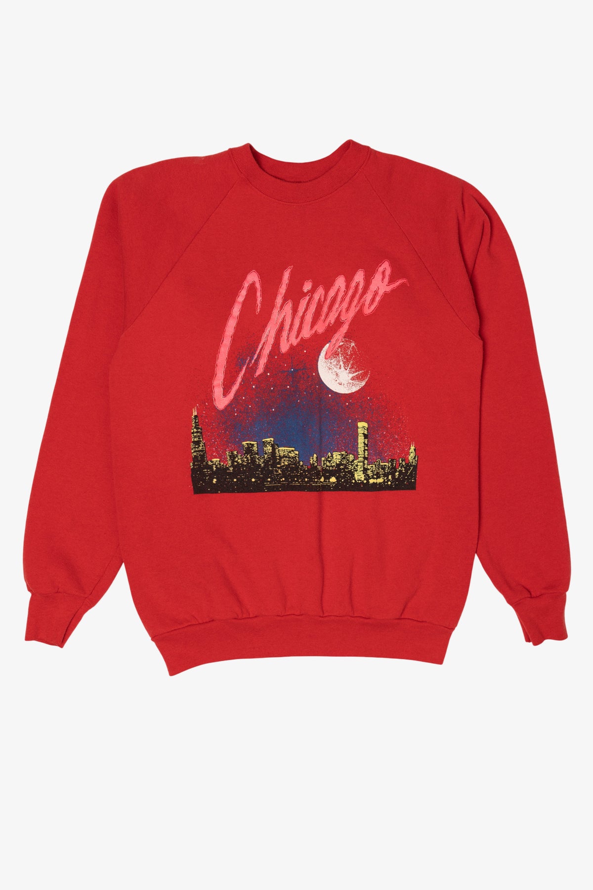Vintage Red Chicago Skyline Raglan Sweatshirt (1990s)