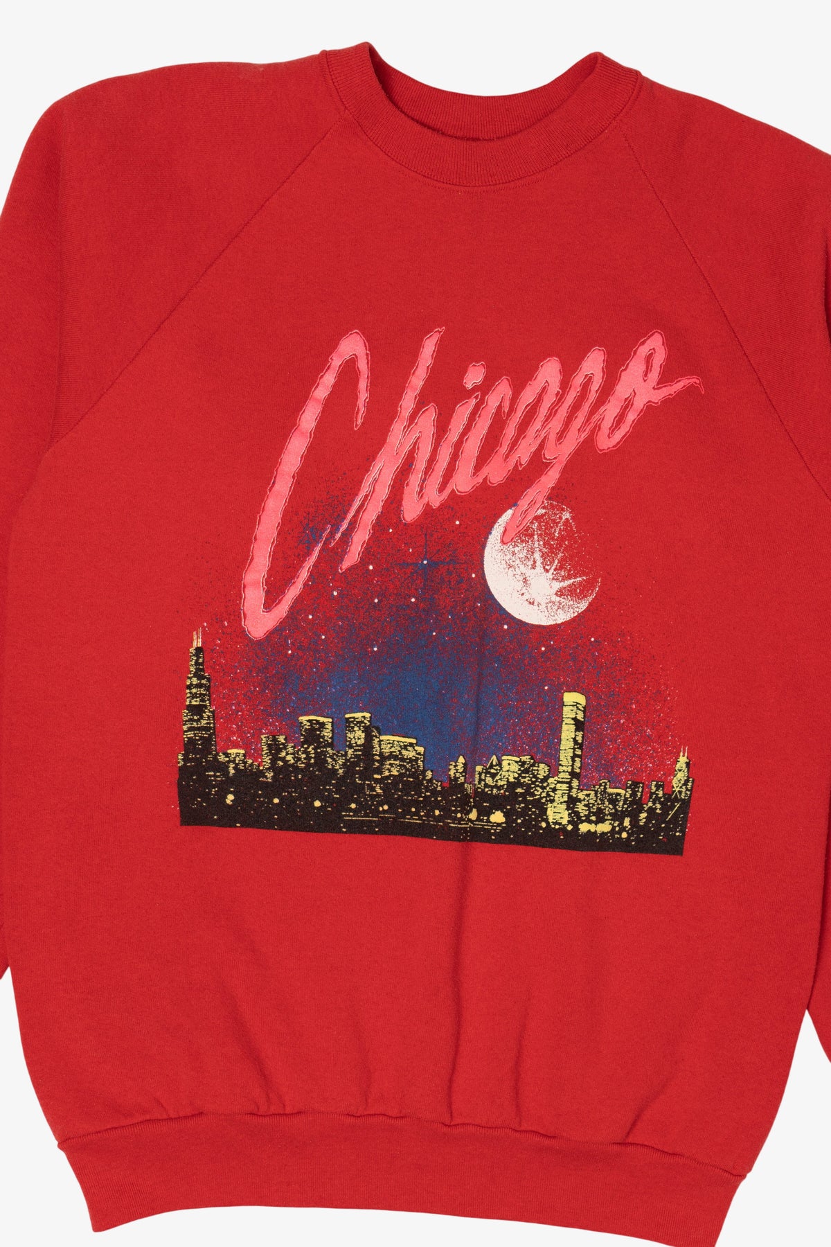 Vintage Red Chicago Skyline Raglan Sweatshirt (1990s)