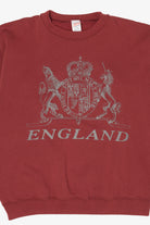 Vintage Embossed Burgundy "England" Sweatshirt (1990s)
