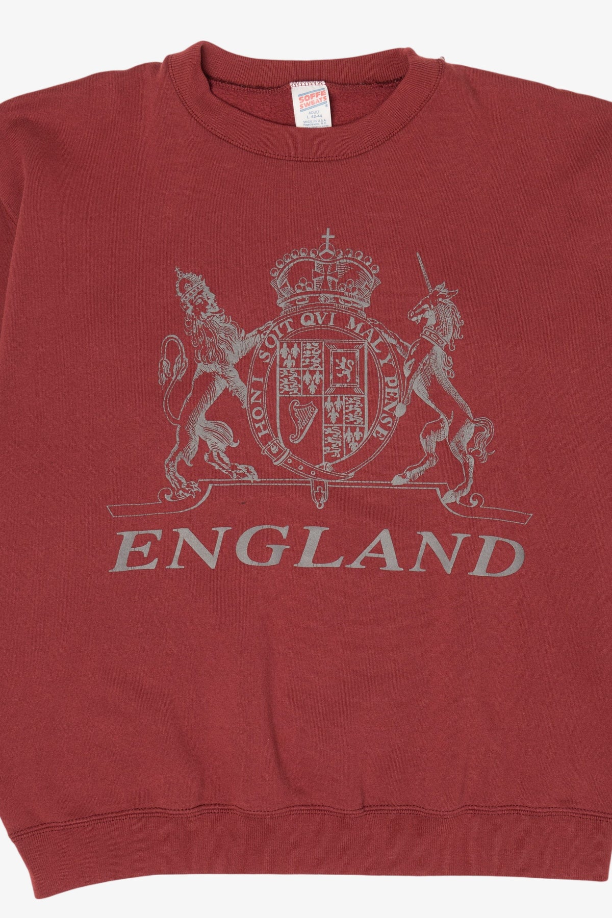 Vintage Embossed Burgundy "England" Sweatshirt (1990s)