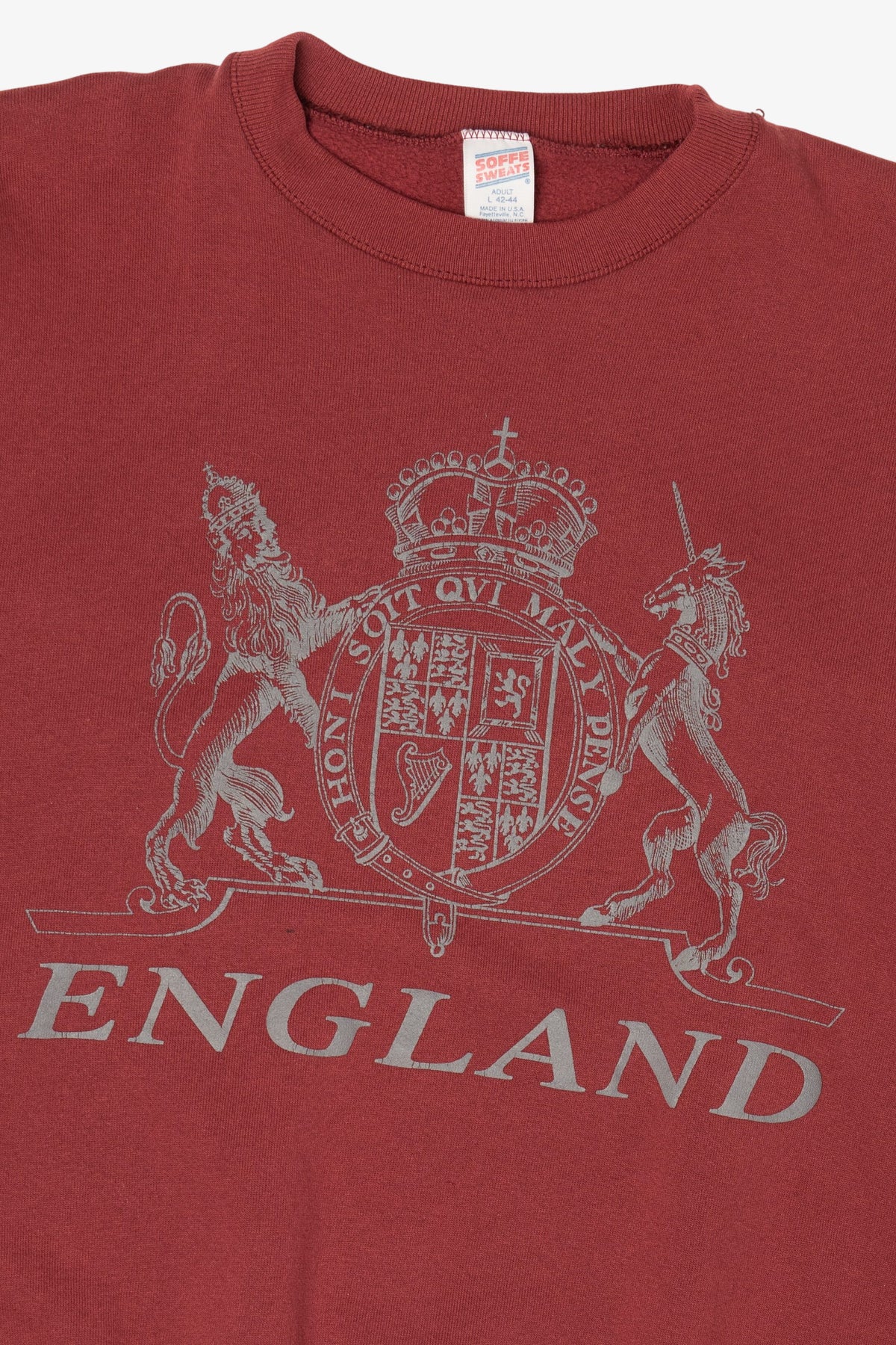 Vintage Embossed Burgundy "England" Sweatshirt (1990s)