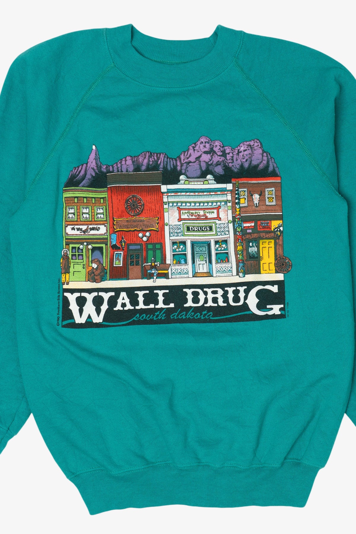 Vintage Teal Wall Drug South Dakota Raglan Sweatshirt (1990s)