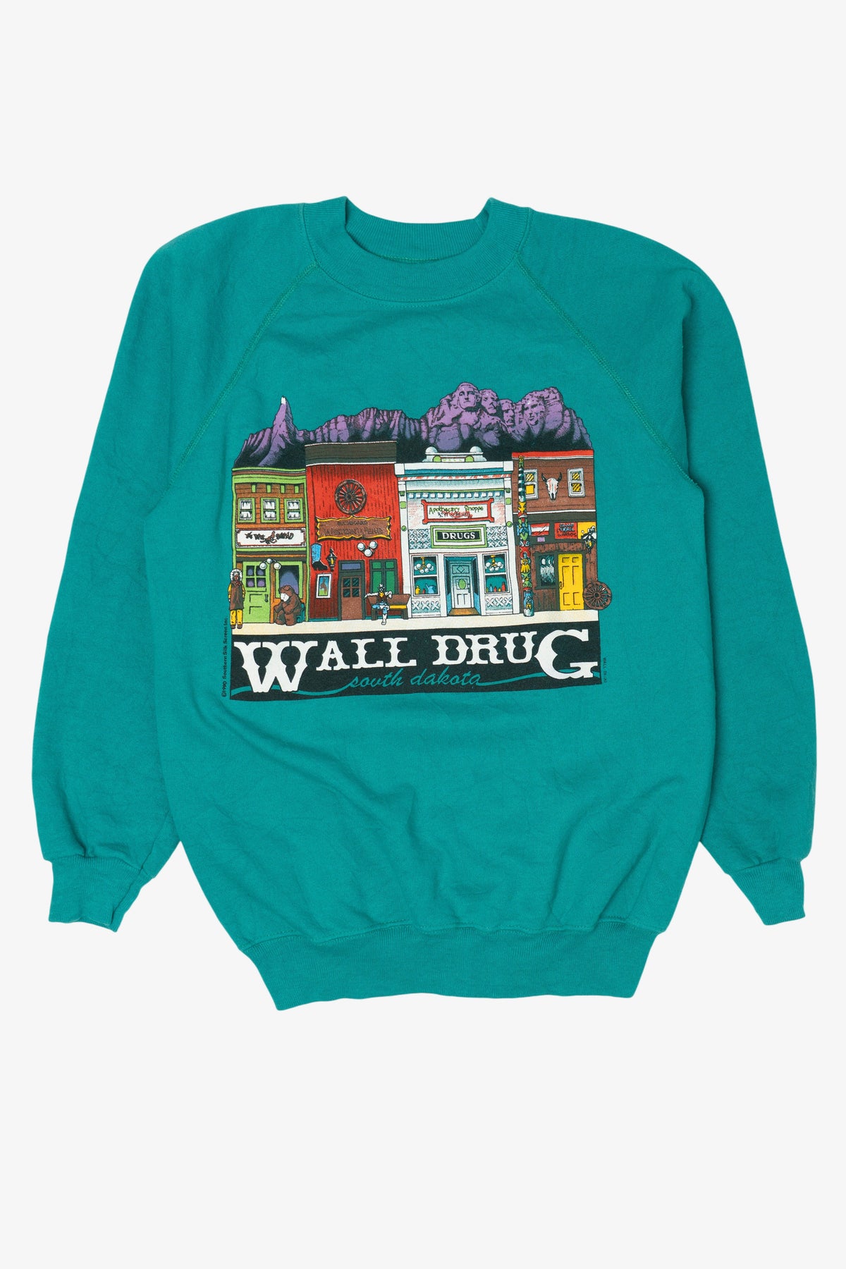 Vintage Teal Wall Drug South Dakota Raglan Sweatshirt (1990s)