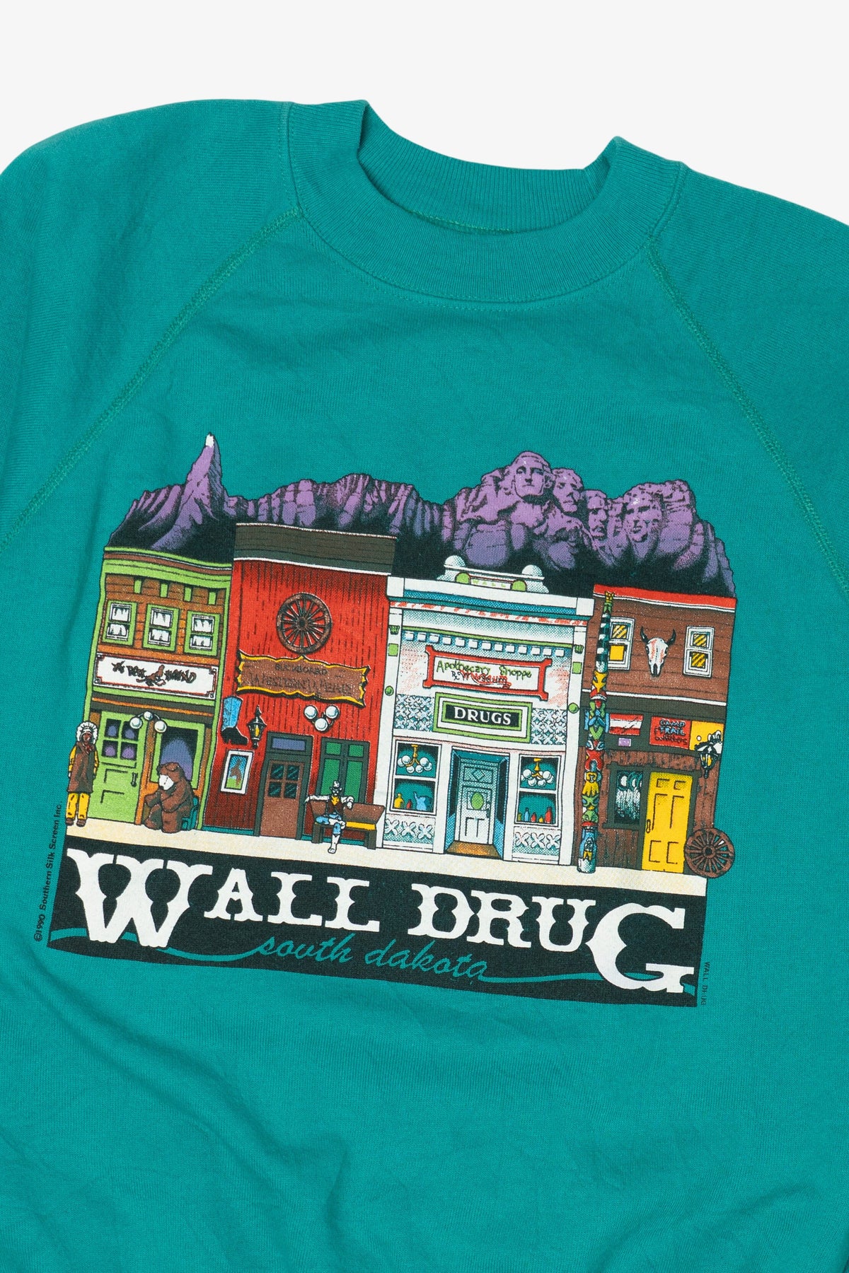 Vintage Teal Wall Drug South Dakota Raglan Sweatshirt (1990s)