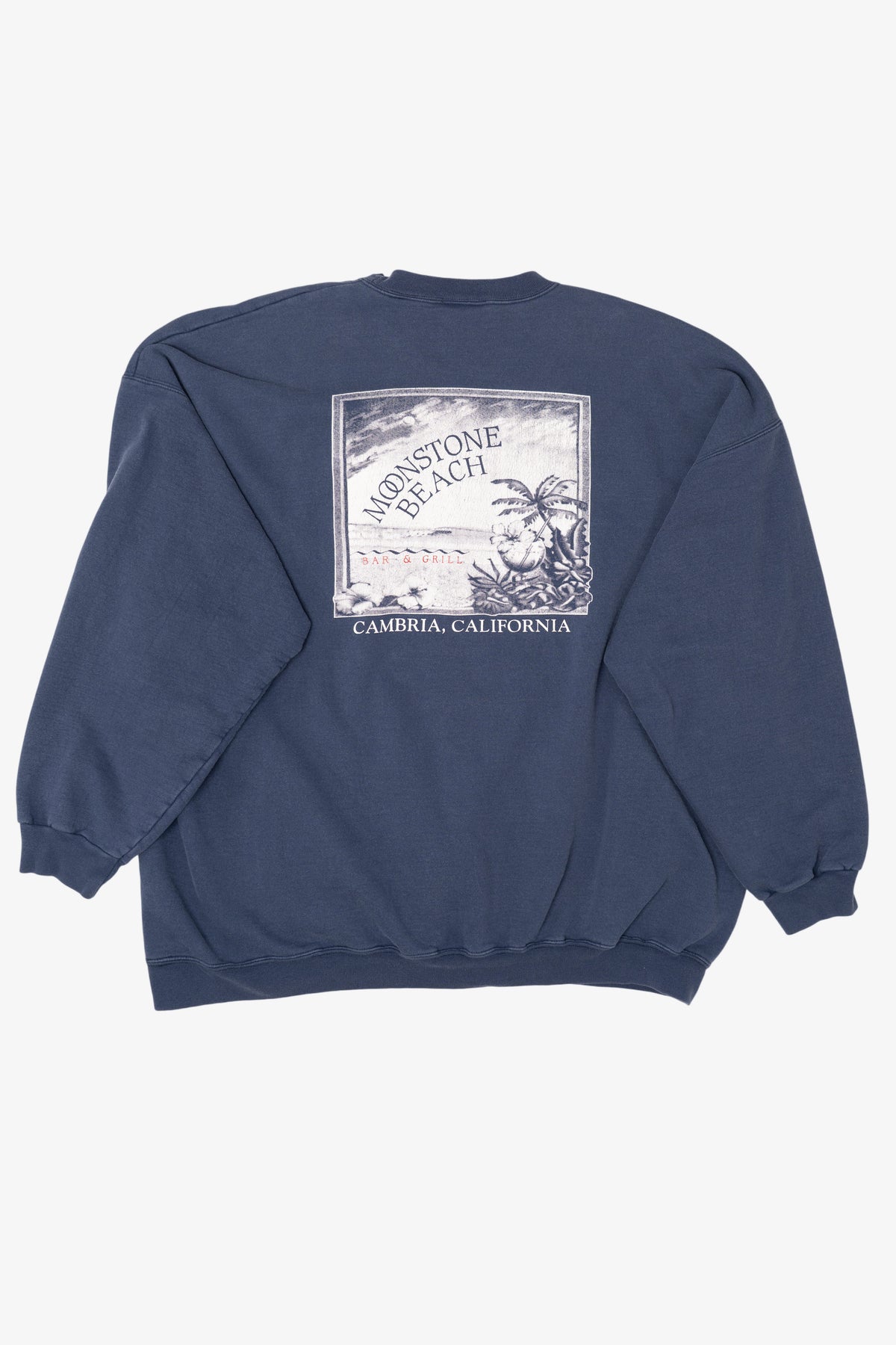 Vintage Navy Blue Moonstone Beach Bar & Grill California Sweatshirt (1990s)