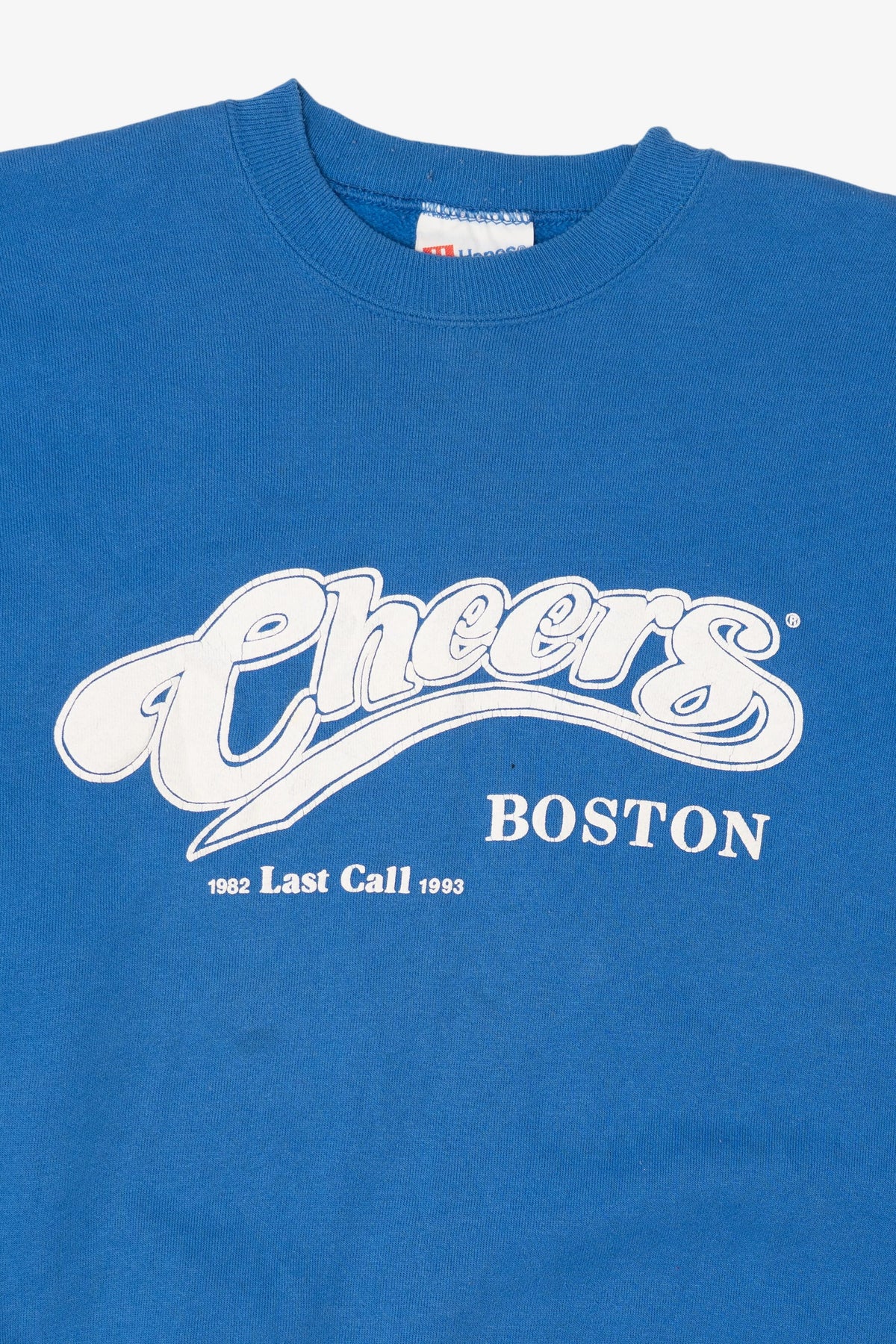 Vintage Blue Cheers Boston "Last Call" Sweatshirt (1990s)