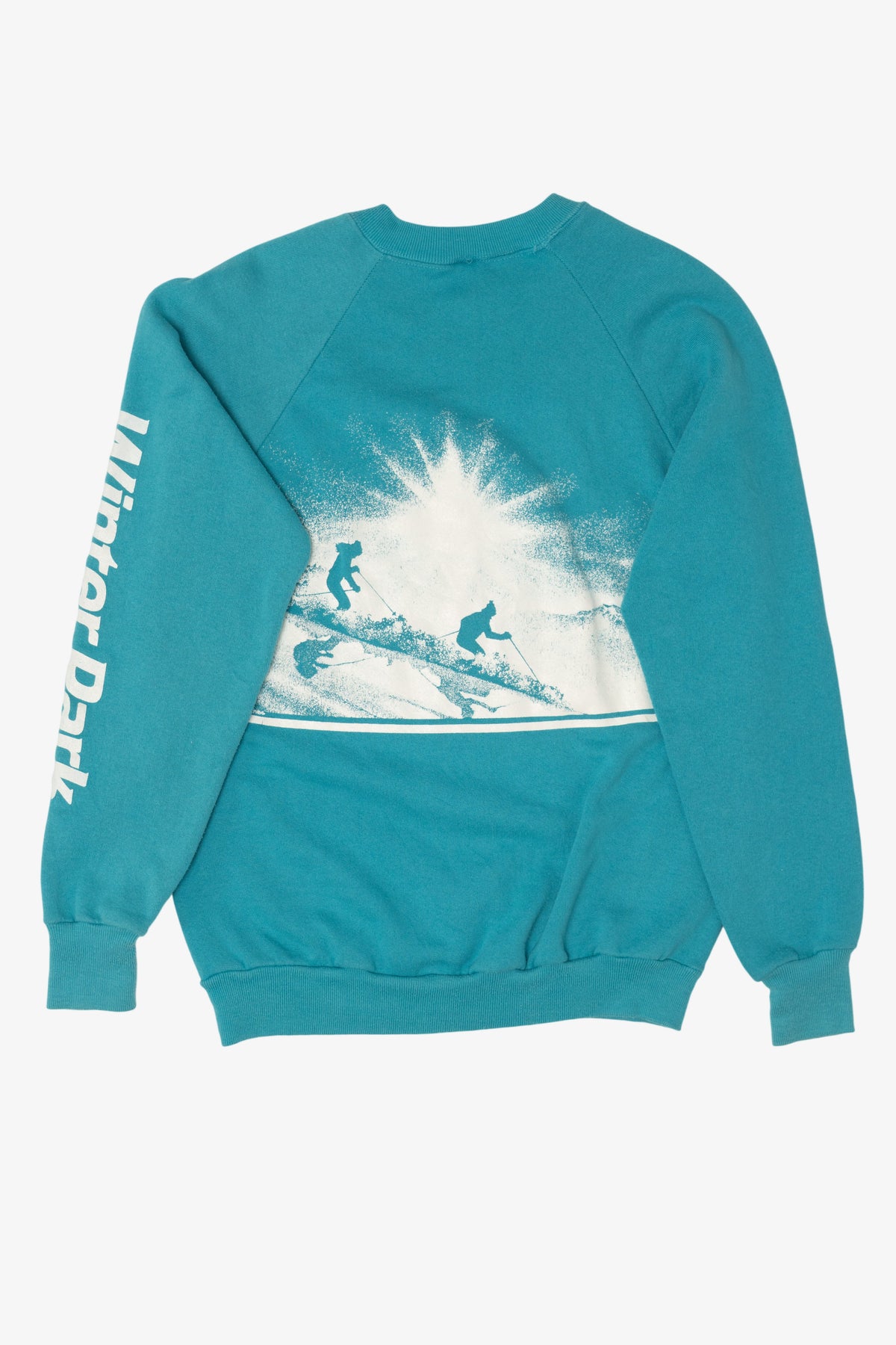 Vintage Teal Colorado Winter Park Skiing Raglan Sweatshirt (1980s)