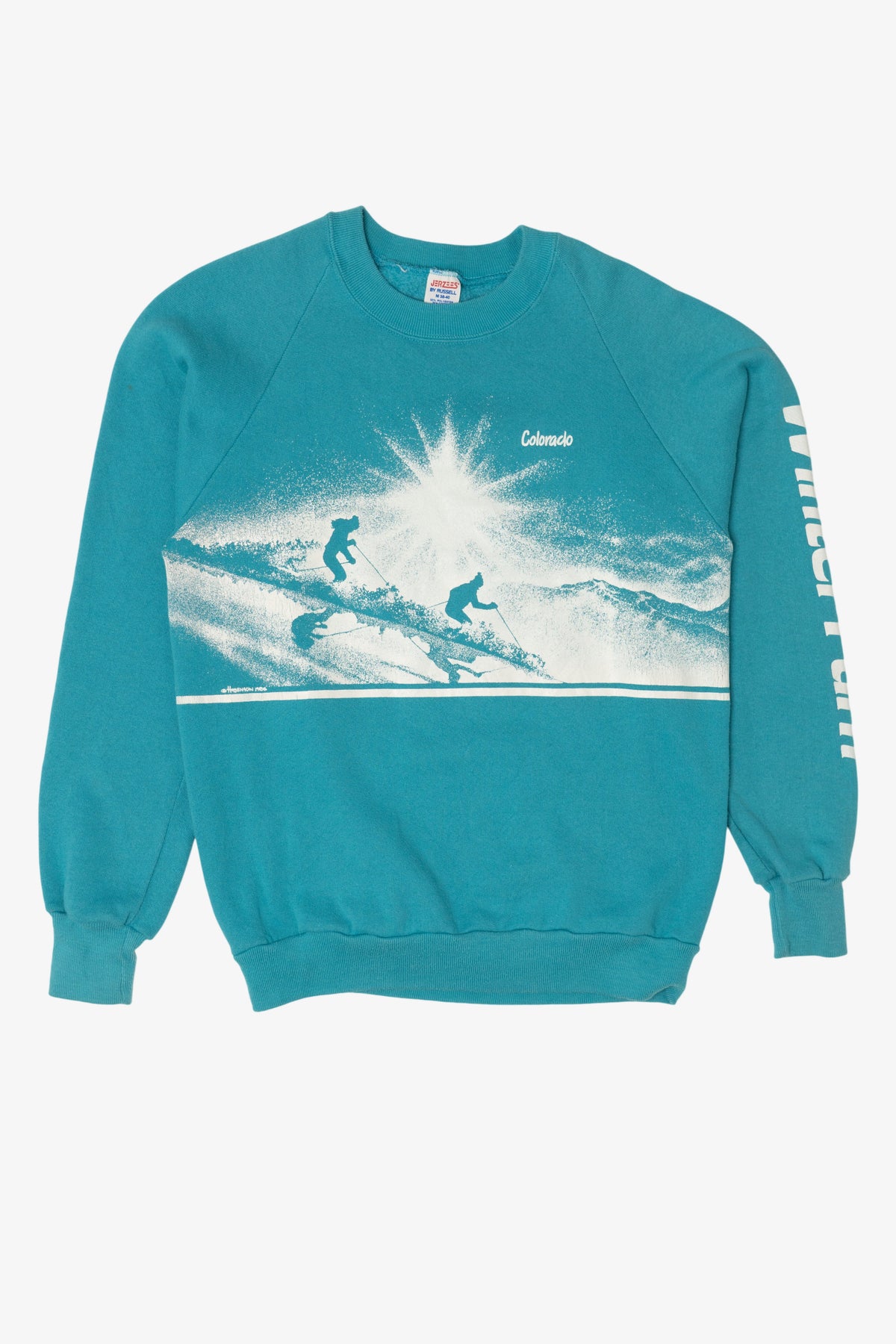 Vintage Teal Colorado Winter Park Skiing Raglan Sweatshirt (1980s)