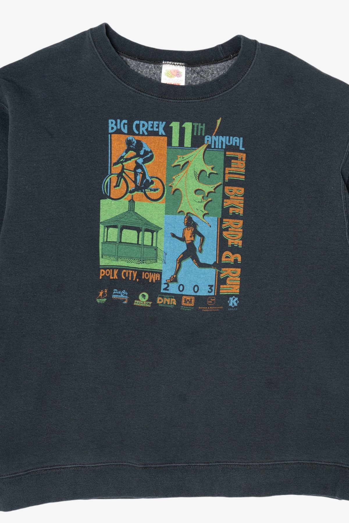 Vintage Navy Blue Big Creek Annual Fall Bike Ride And Run Sweatshirt (2000s)