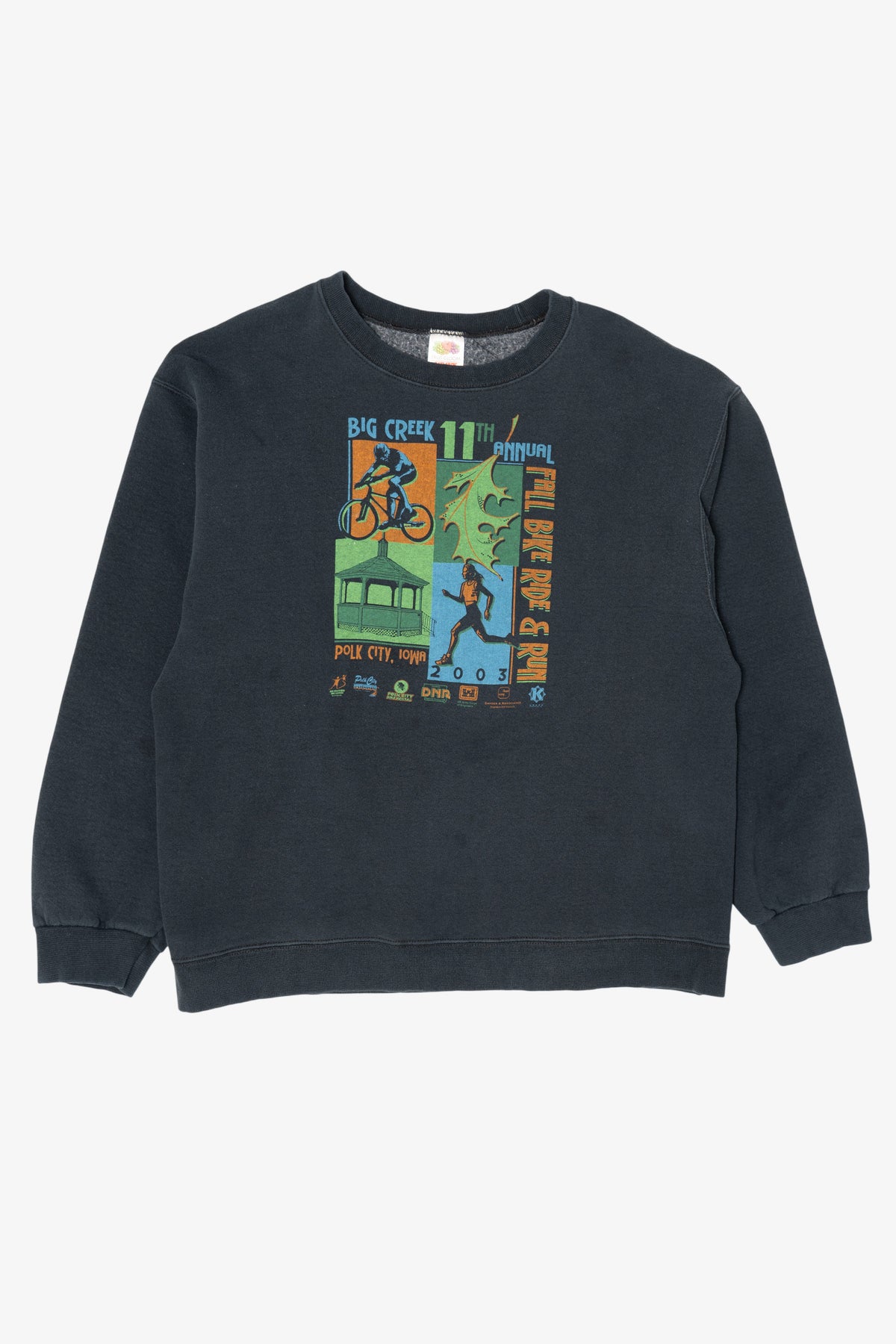 Vintage Navy Blue Big Creek Annual Fall Bike Ride And Run Sweatshirt (2000s)