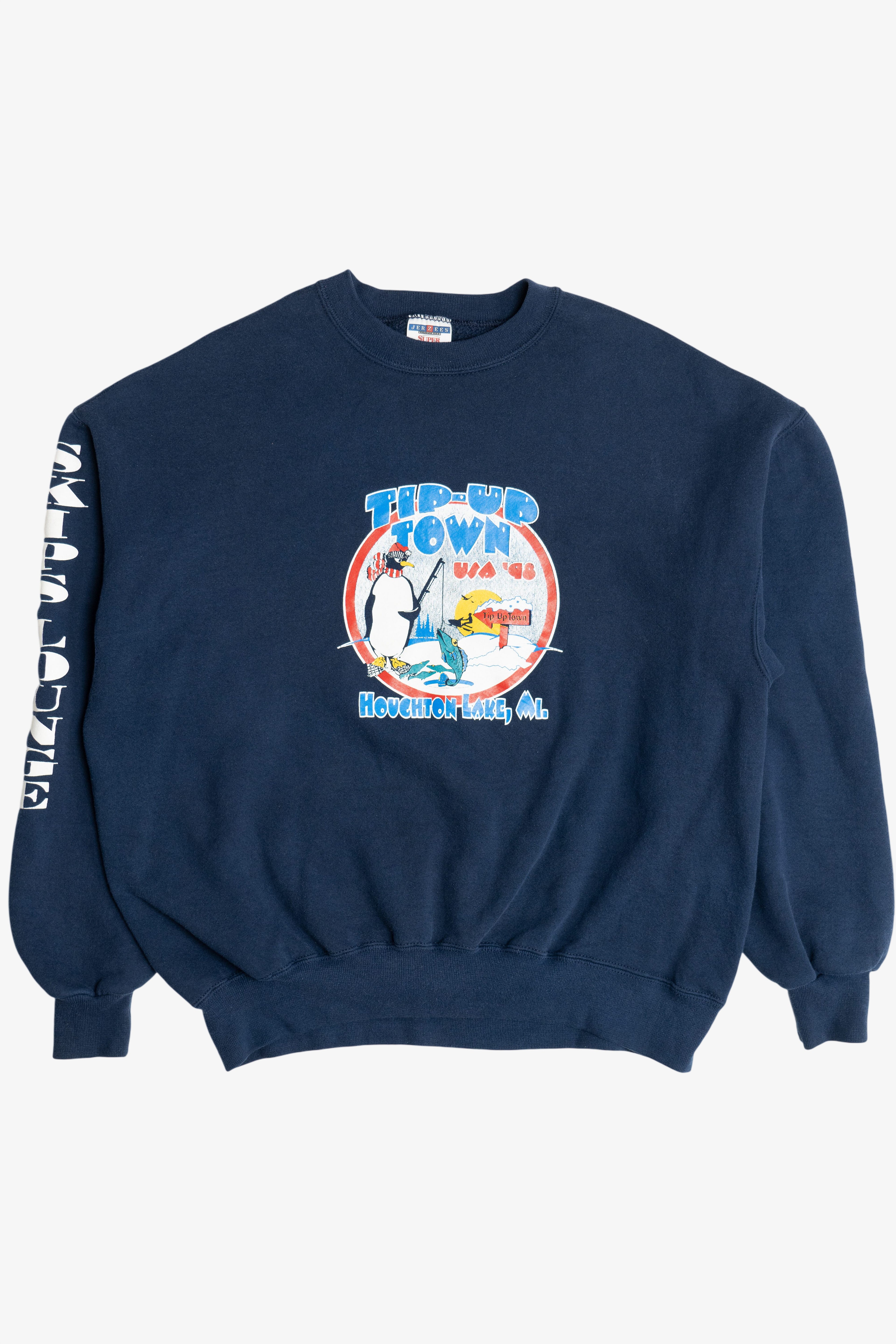Vintage "Skips Lounge" "Houghton Lake, MI" "USA '98" Penguin Sweatshirt (1990s)