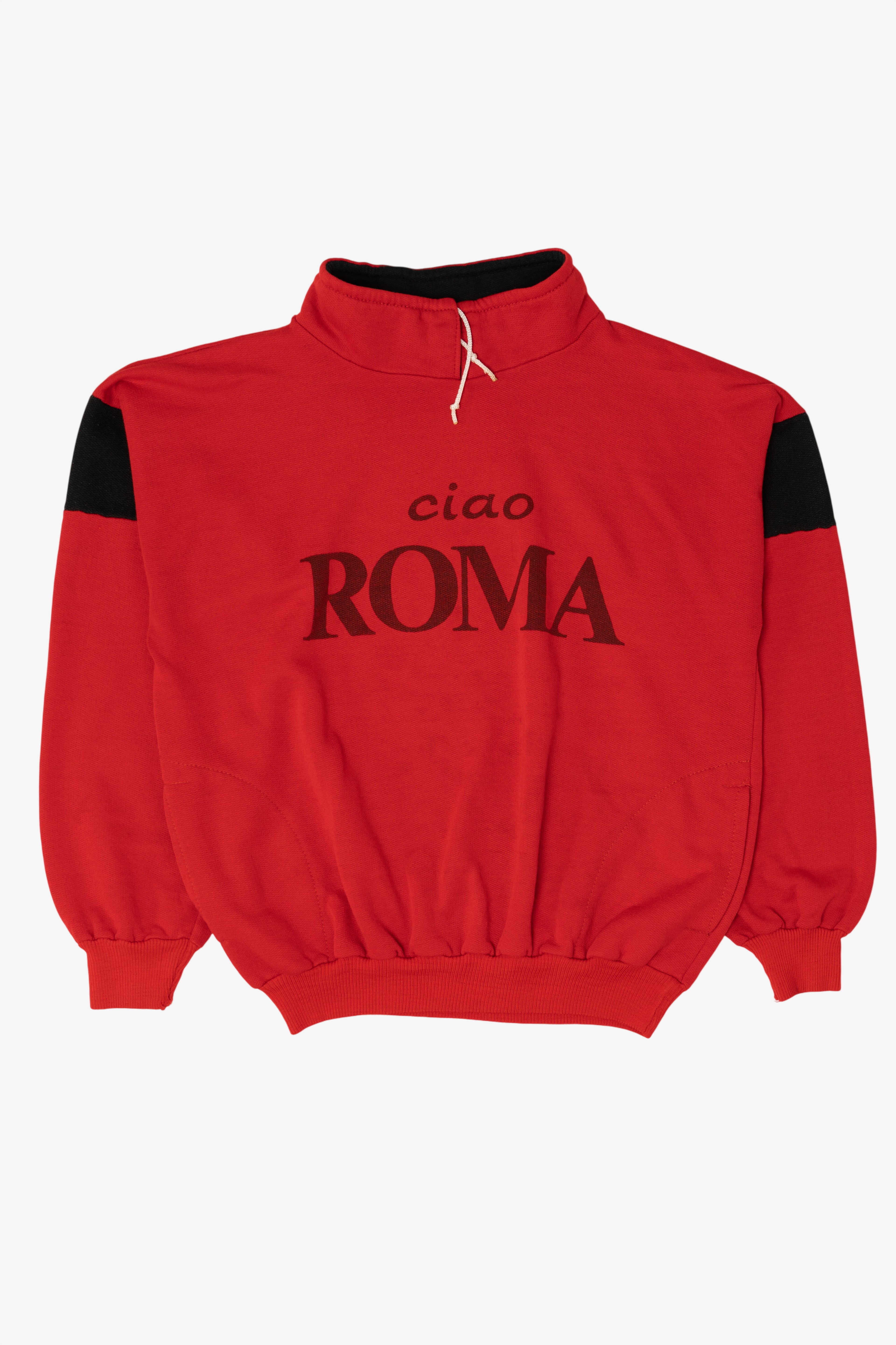 Vintage Red "Ciao Roma" Half Zip Sweatshirt (1990s)