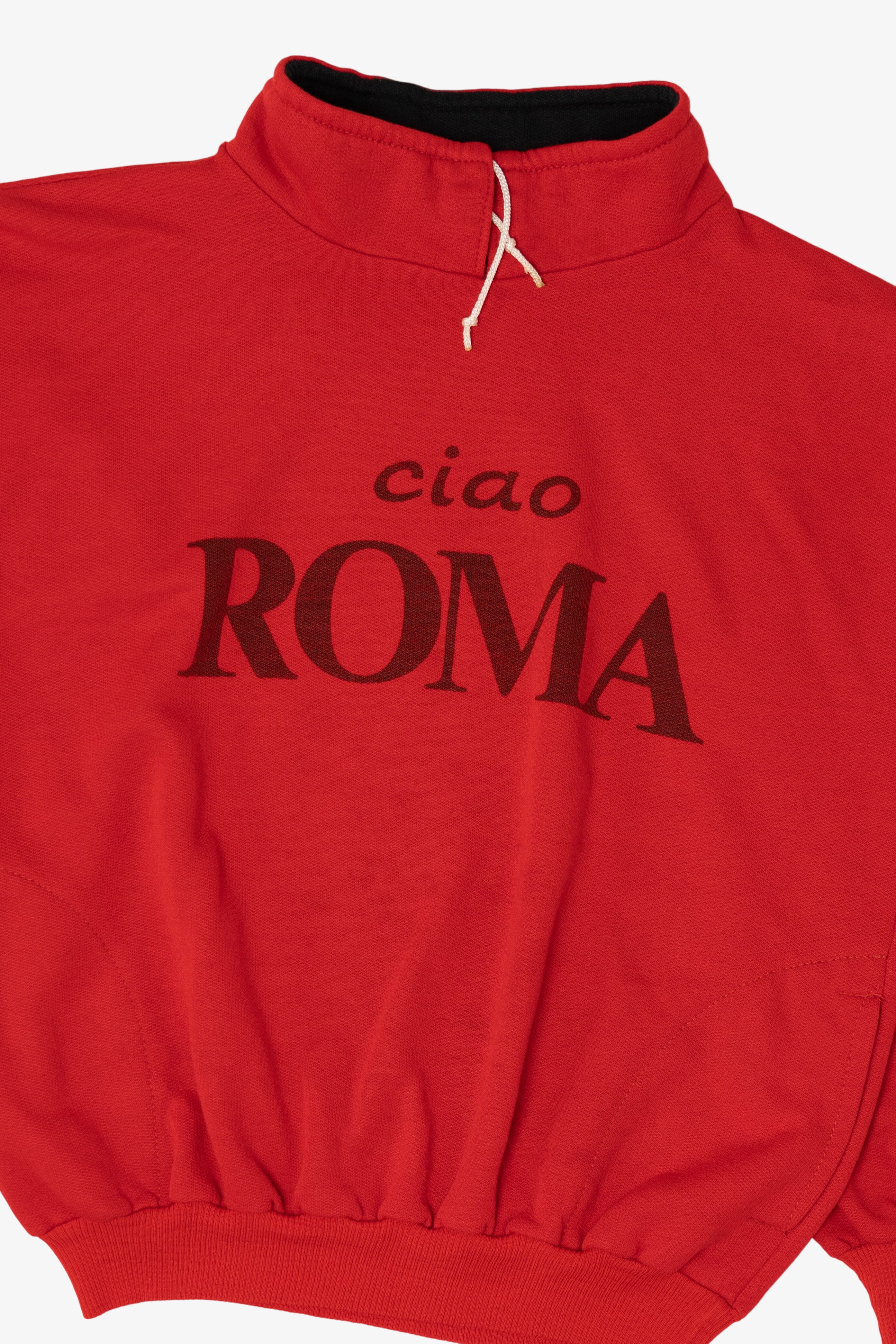 Vintage Red "Ciao Roma" Half Zip Sweatshirt (1990s)