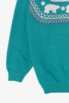 Vintage Teal Embossed Alaska Polar Bears Raglan Sweatshirt (1990s)