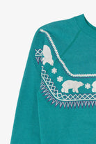 Vintage Teal Embossed Alaska Polar Bears Raglan Sweatshirt (1990s)