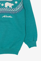 Vintage Teal Embossed Alaska Polar Bears Raglan Sweatshirt (1990s)