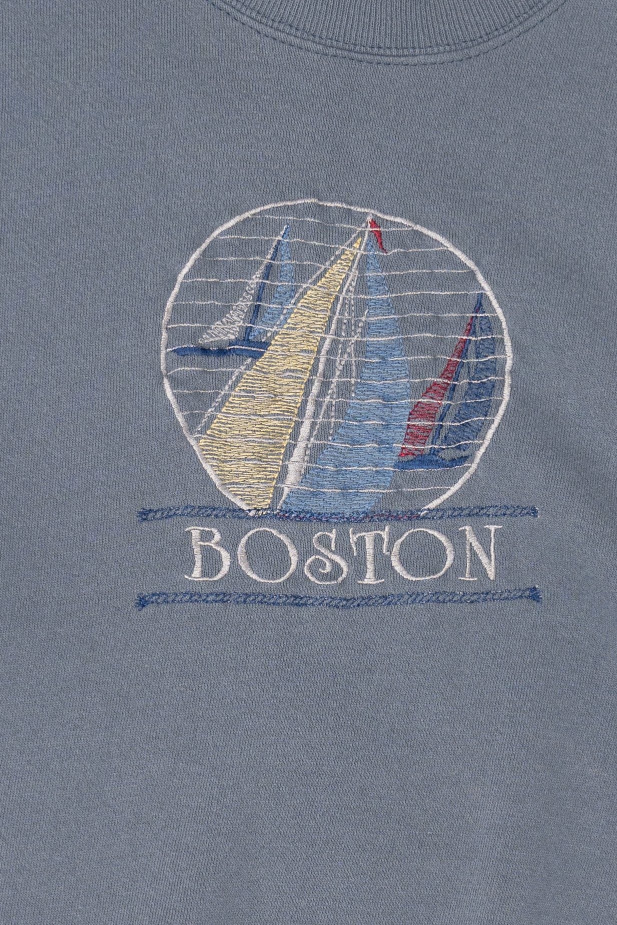 Vintage Blue Embroidered Boston Sweatshirt (1990s)