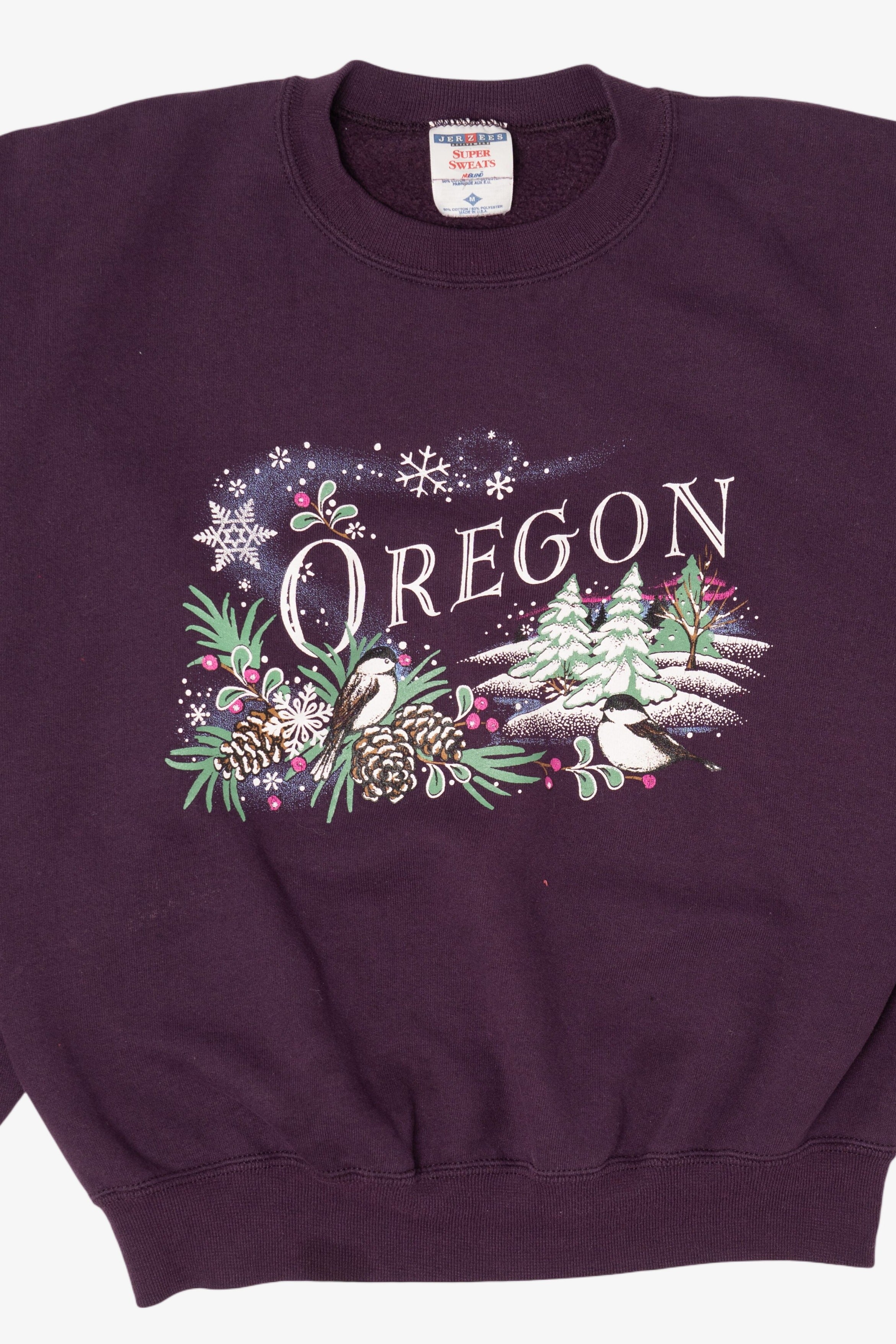 Vintage Plum "Oregon" Birds In Winter Sweatshirt (1990s)