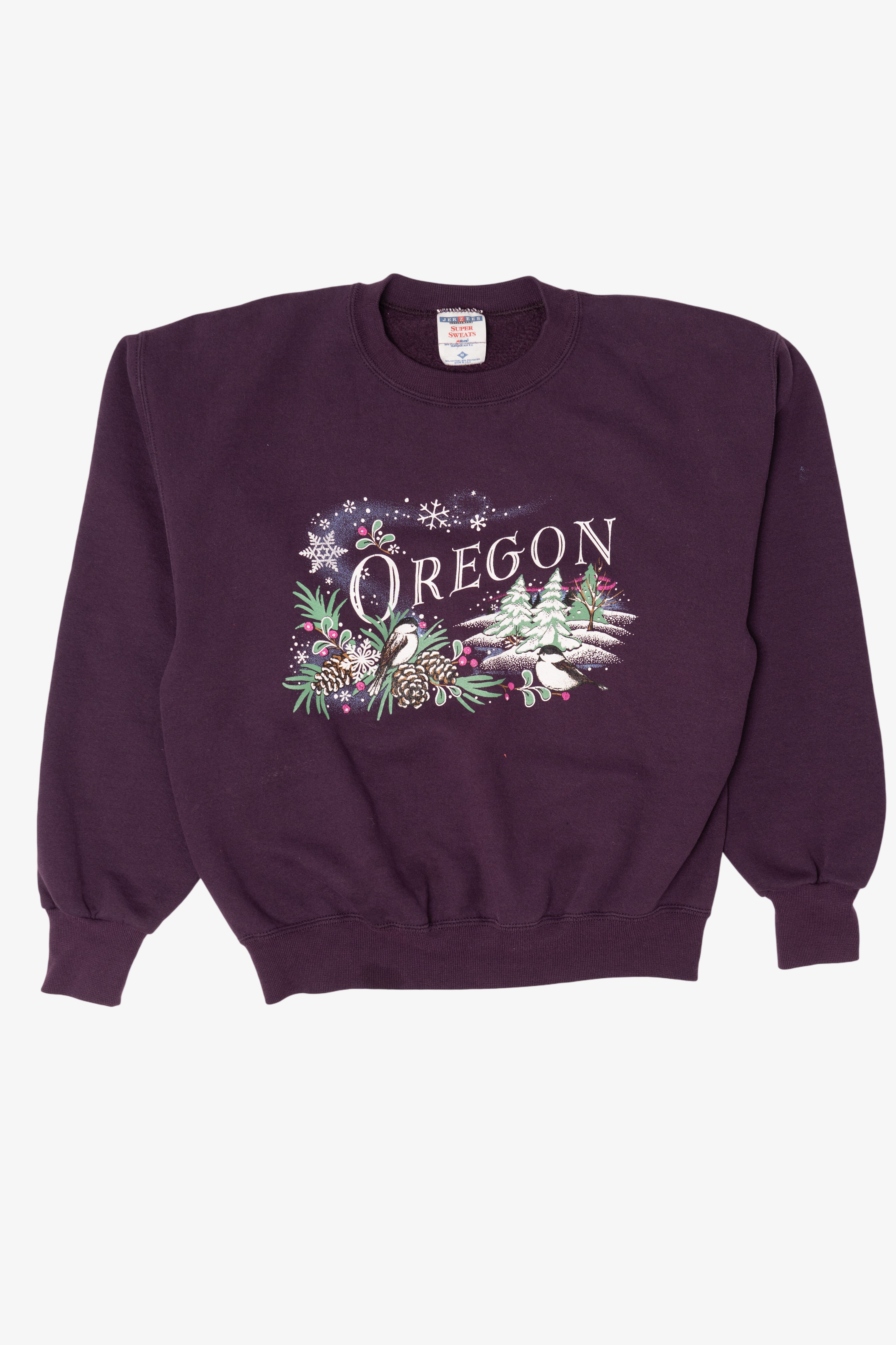 Vintage Plum "Oregon" Birds In Winter Sweatshirt (1990s)