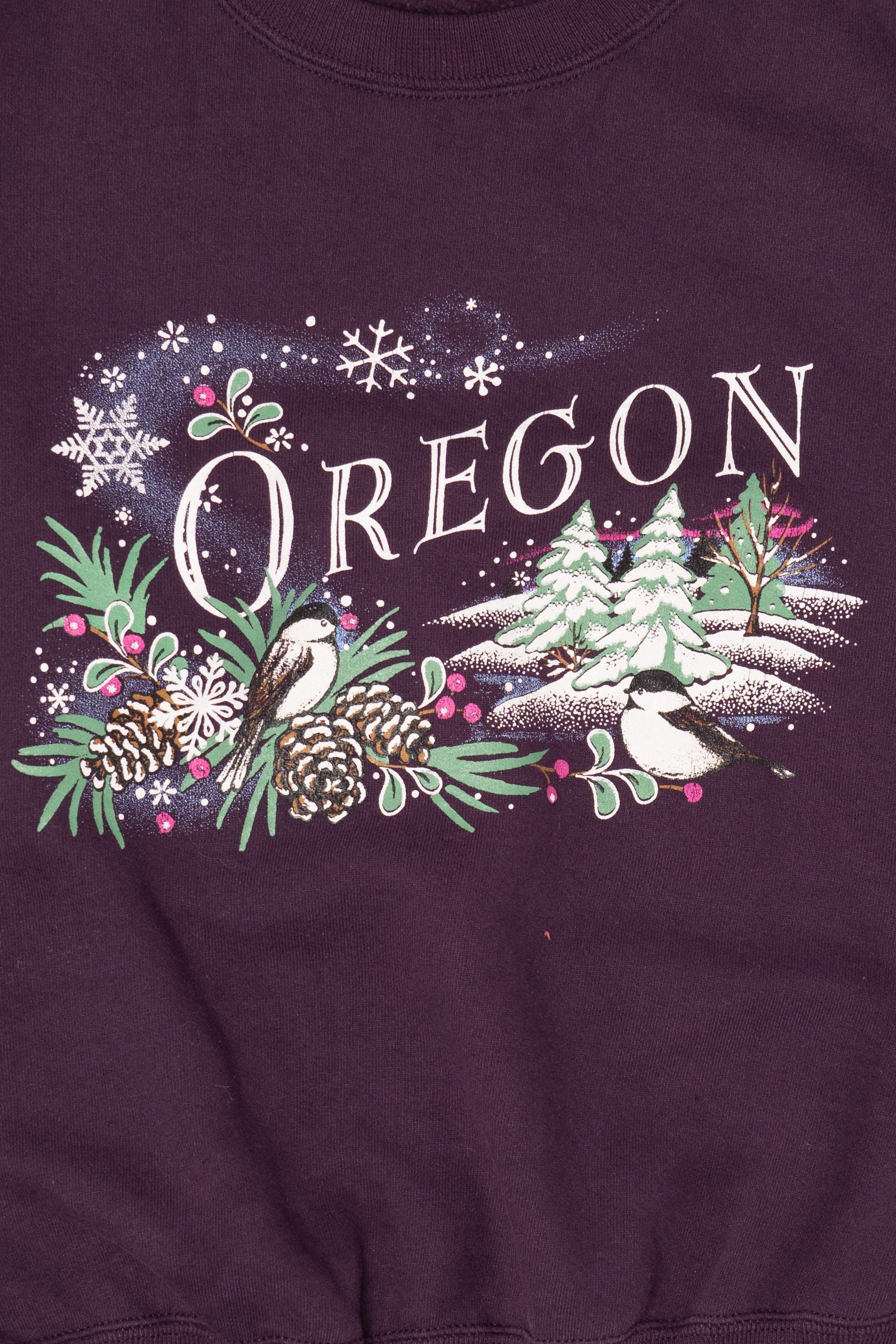 Vintage Plum "Oregon" Birds In Winter Sweatshirt (1990s)