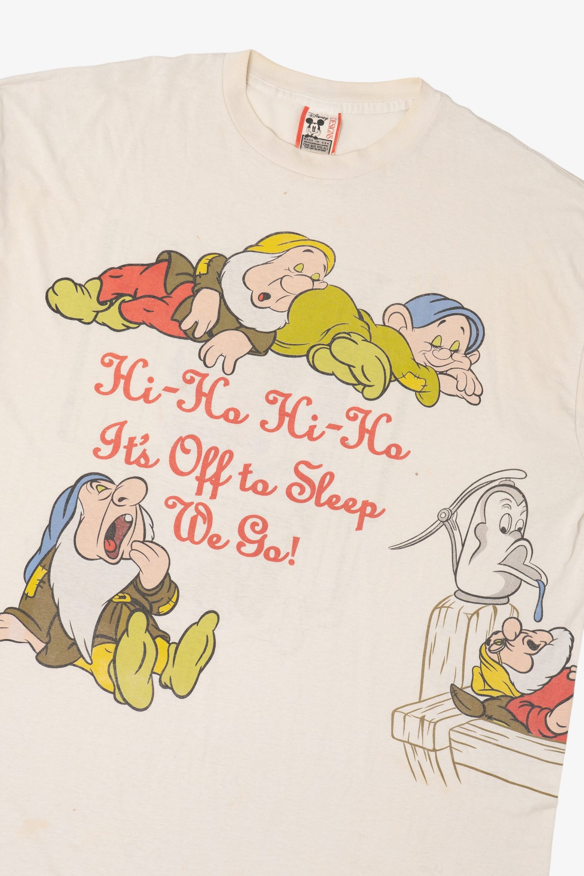 Vintage Disney Snow White Dwarfs "Hi-Ho It's Off To Sleep We Go" All Over Print Pajama T-Shirt (1990s)