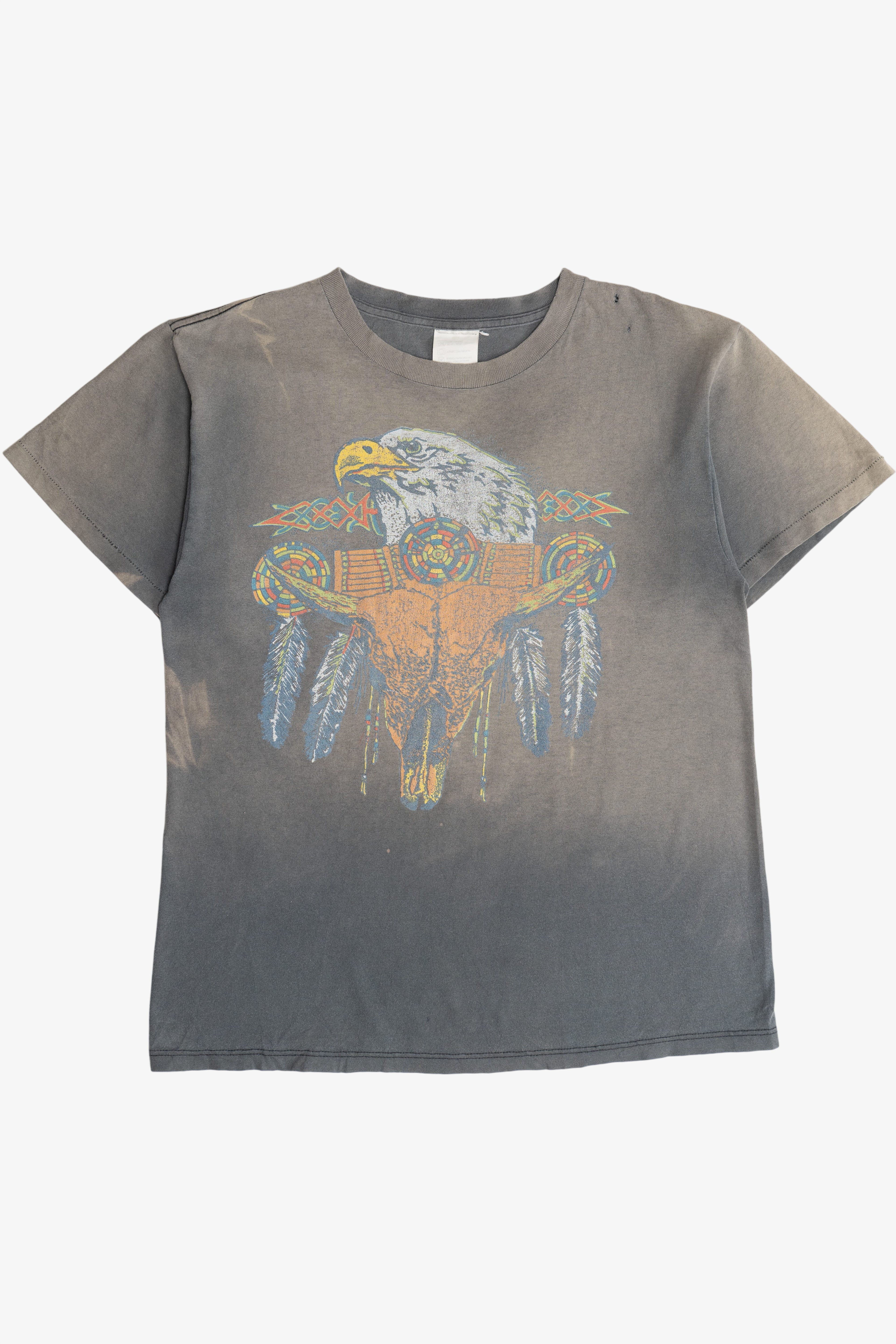Vintage Distressed Eagle & Skull Southwest Print Sun Faded Single Stitch T-Shirt (1990s)