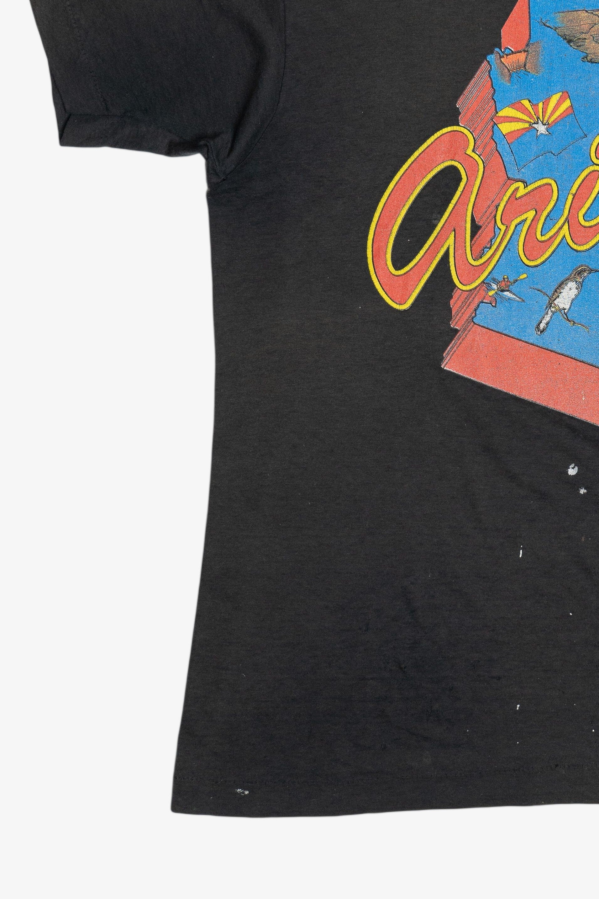 Vintage Thrashed "Arizona" Paint Stained Paper Thin T-Shirt (1990s)