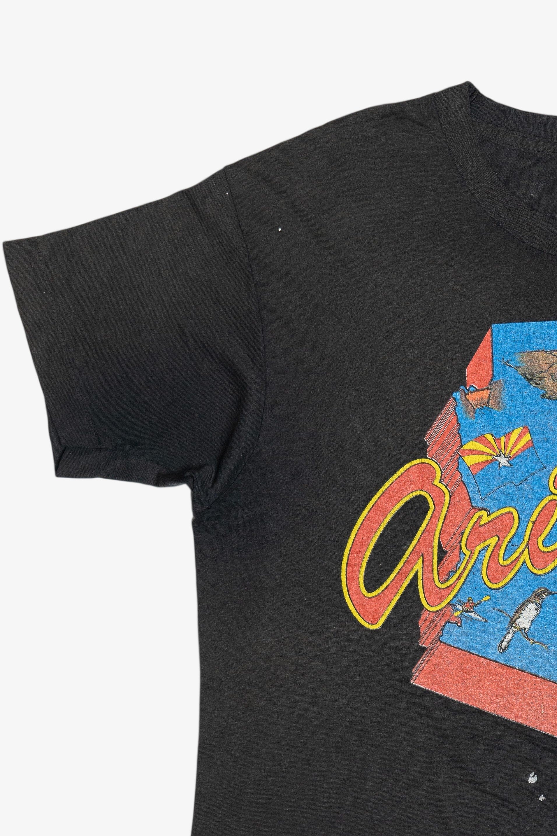 Vintage Thrashed "Arizona" Paint Stained Paper Thin T-Shirt (1990s)