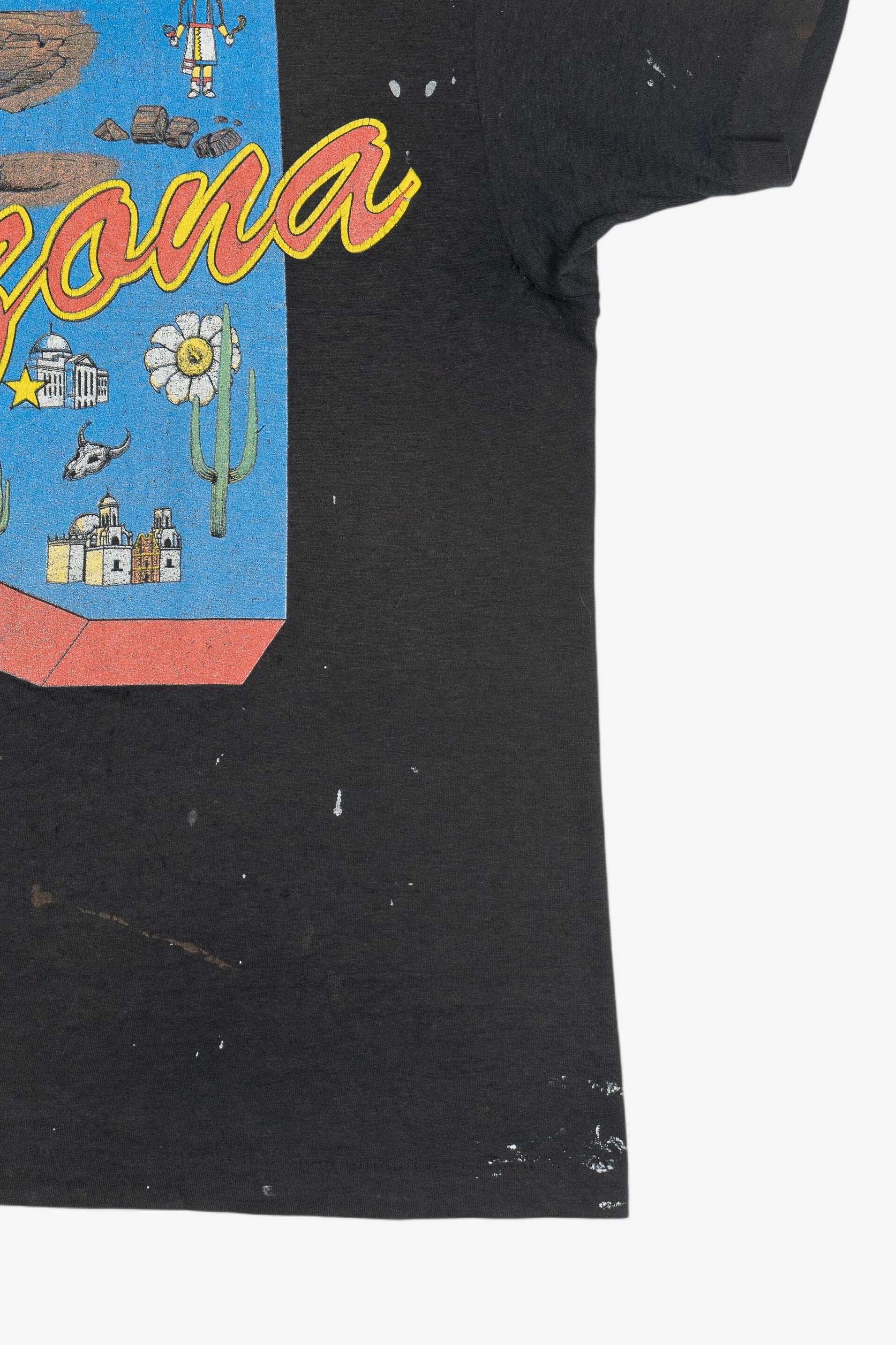 Vintage Thrashed "Arizona" Paint Stained Paper Thin T-Shirt (1990s)