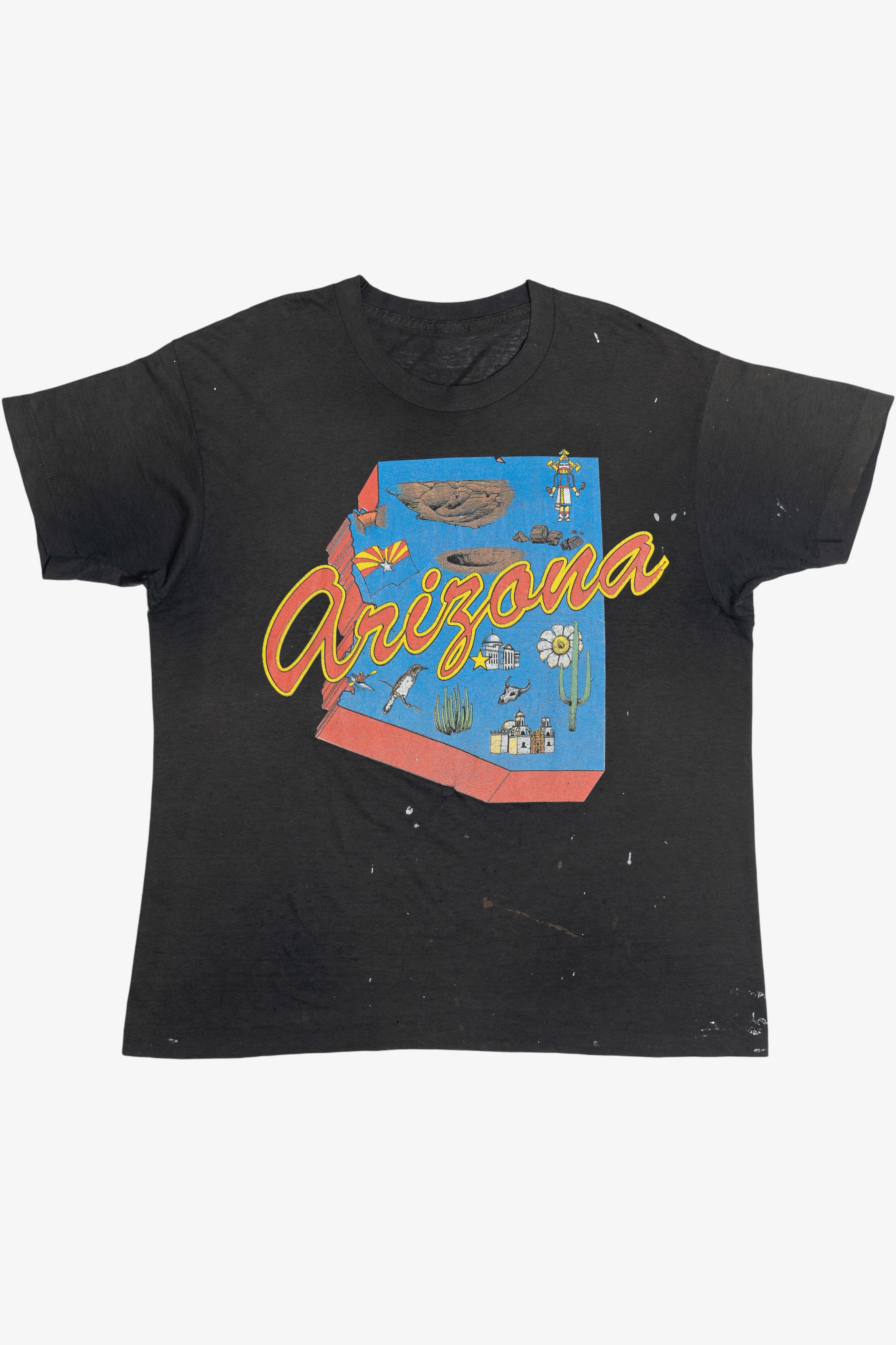 Vintage Thrashed "Arizona" Paint Stained Paper Thin T-Shirt (1990s)