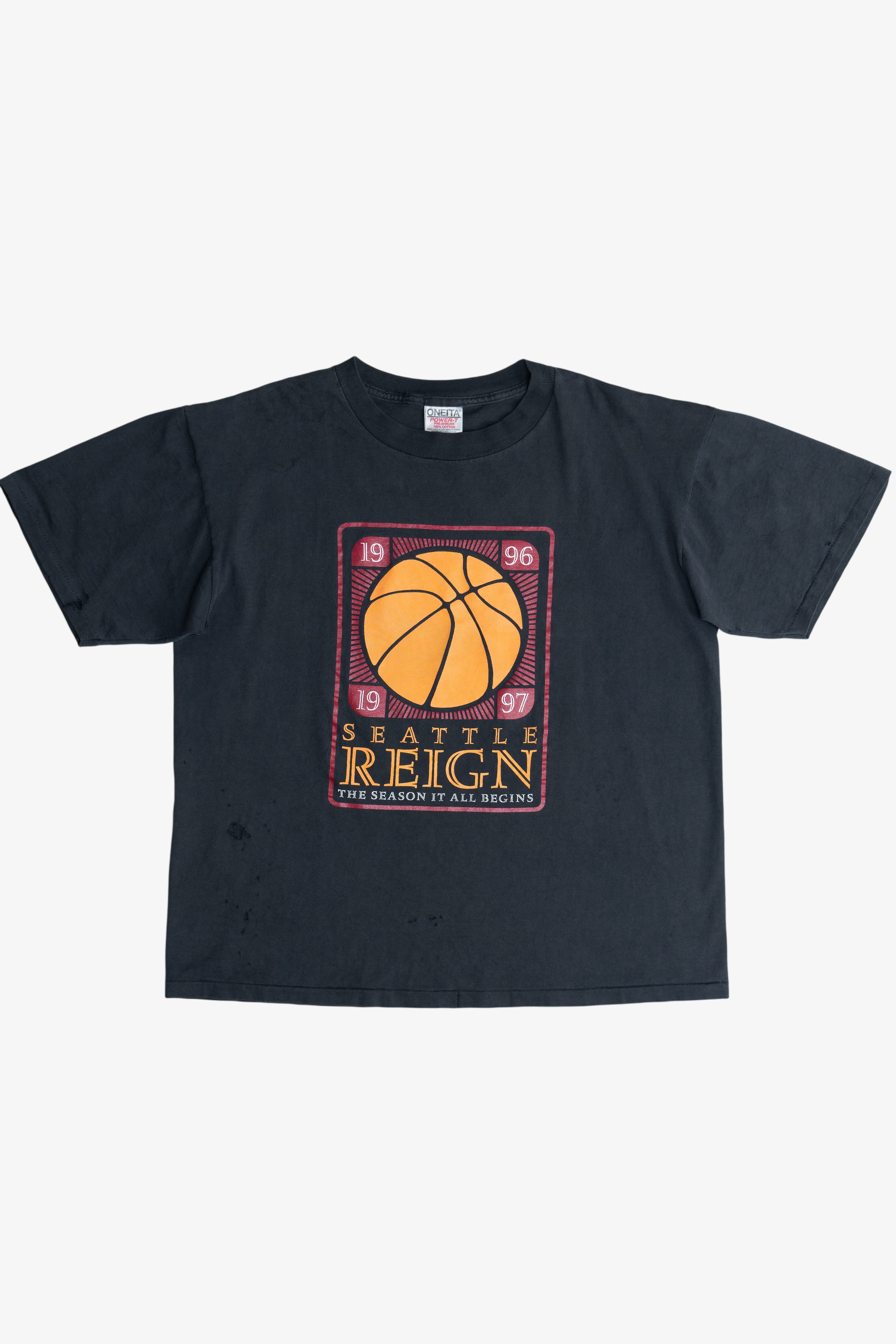 Vintage Thrashed Seattle Reign WNBA '96-'97 Season T-Shirt (1990s)