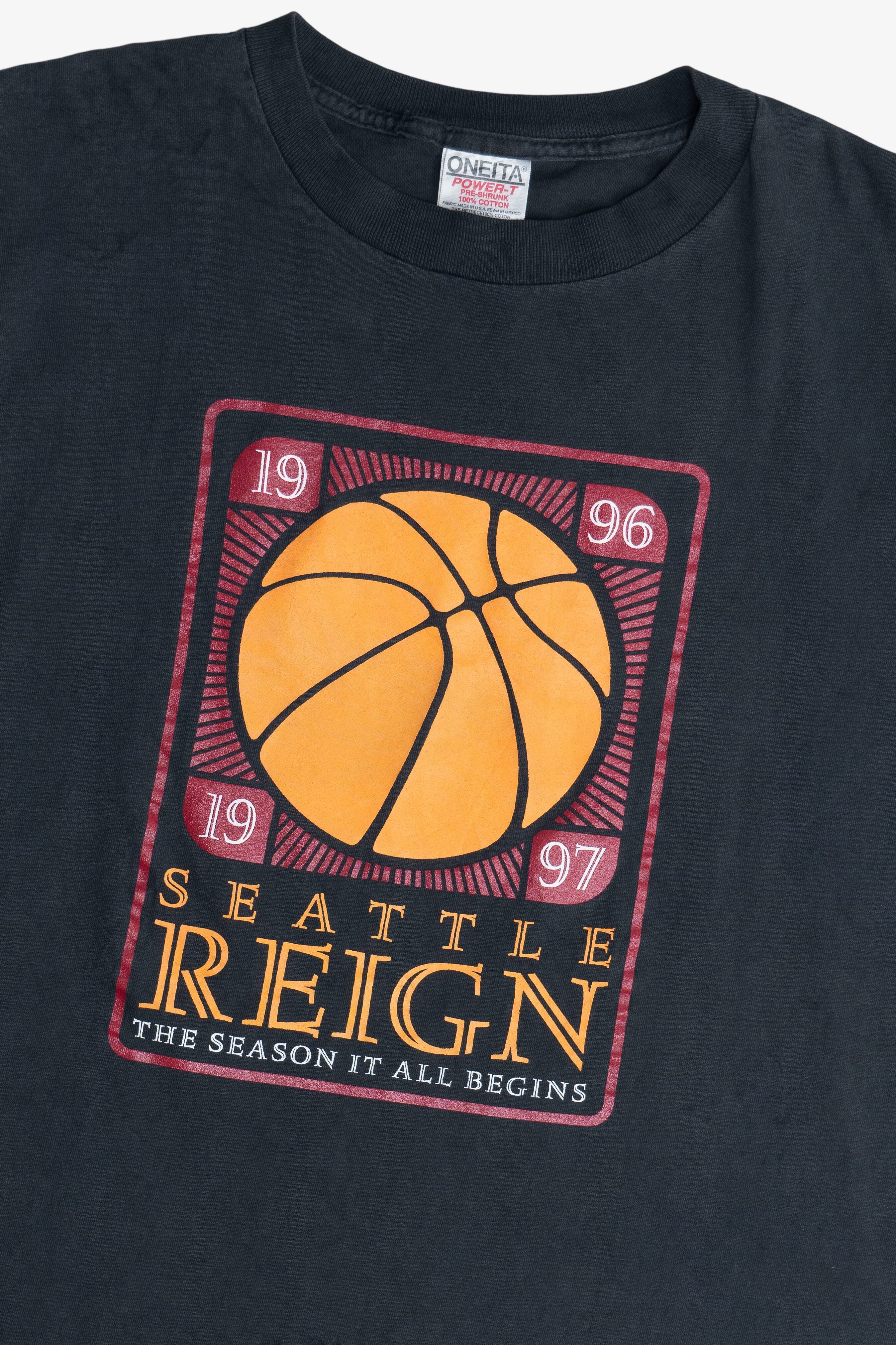 Vintage Thrashed Seattle Reign WNBA '96-'97 Season T-Shirt (1990s)
