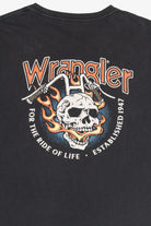 Wrangler "For The Ride Of Life" Motorcycle Skull With Flames Faded T-Shirt (2020s)