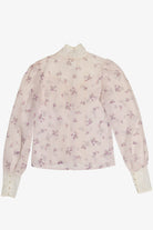 Vintage Gunne Sax 2 Piece Light Lavender Floral Semi Sheer Button Up Top & Skirt Set (1970s)