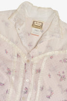 Vintage Gunne Sax 2 Piece Light Lavender Floral Semi Sheer Button Up Top & Skirt Set (1970s)