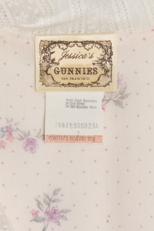 Vintage Gunne Sax 2 Piece Light Lavender Floral Semi Sheer Button Up Top & Skirt Set (1970s)