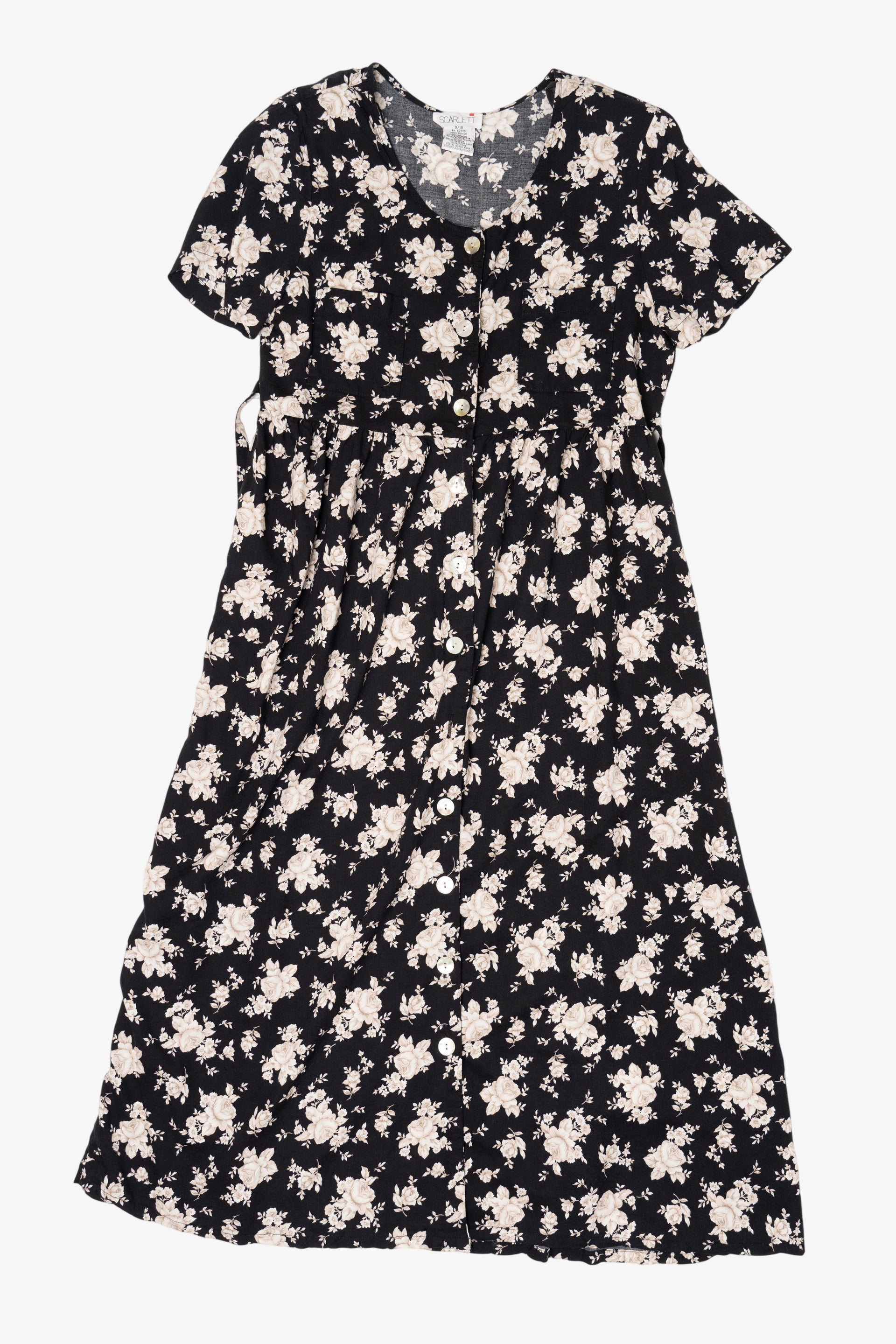 Vintage Black Scarlet Fit Floral Maxi Dress (1990s)