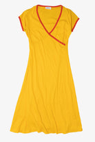 Vintage Yellow Garland V-Neck Faux Wrap Dress (1970s)