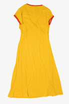 Vintage Yellow Garland V-Neck Faux Wrap Dress (1970s)