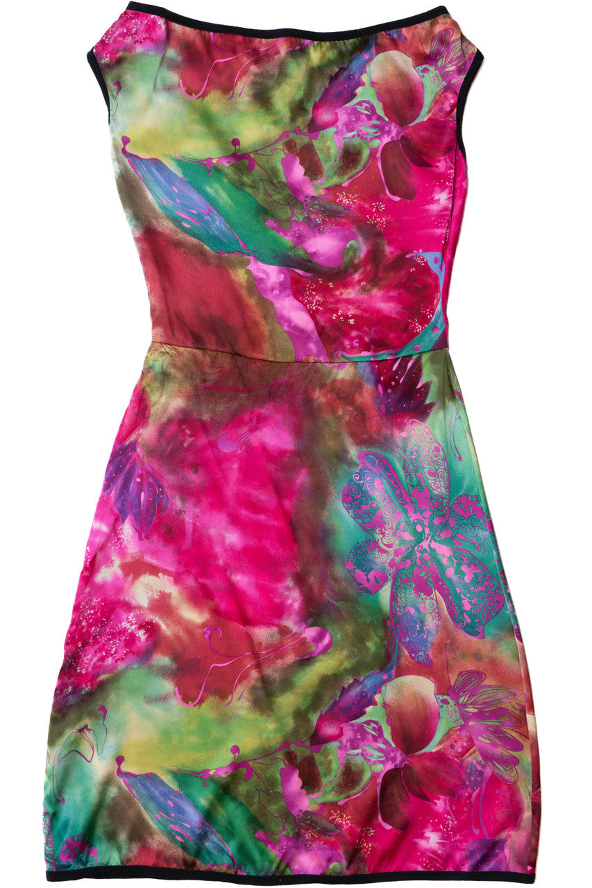 Vintage Y2K Watercolor Floral Print Huminska Mini Dress