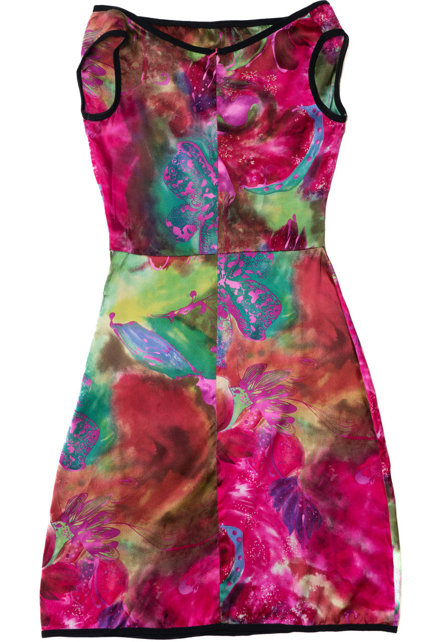 Vintage Y2K Watercolor Floral Print Huminska Mini Dress
