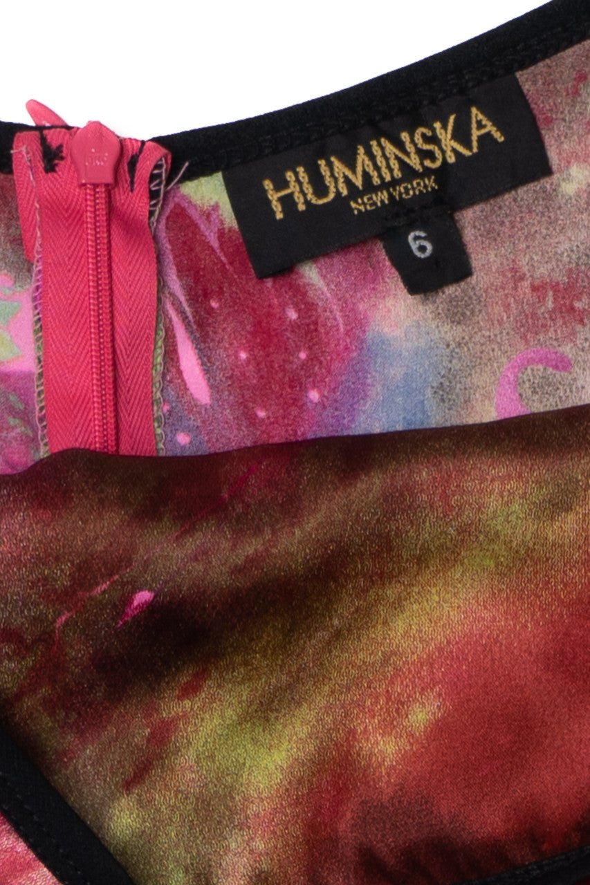 Vintage Y2K Watercolor Floral Print Huminska Mini Dress