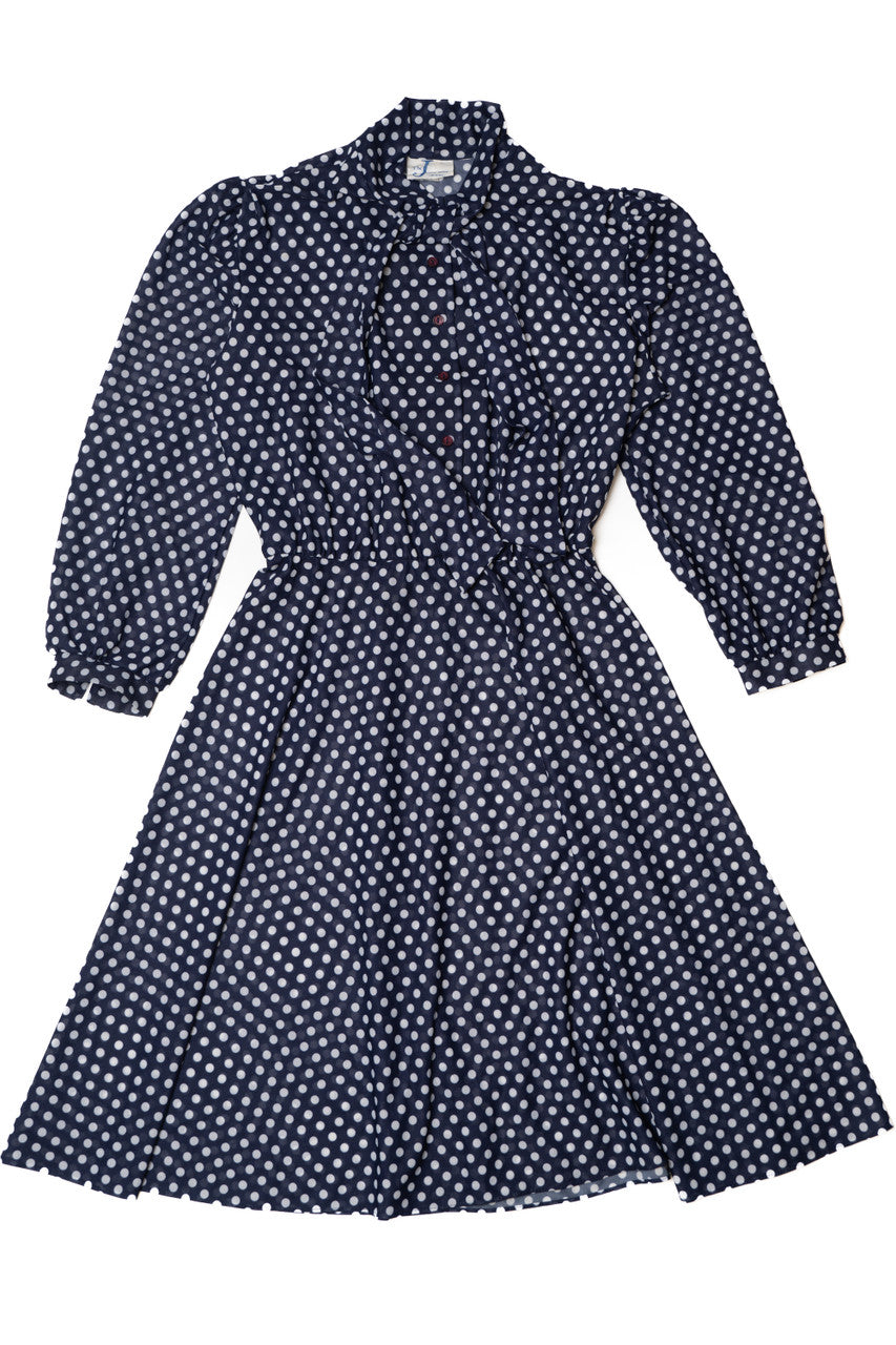 Vintage Navy Polka Dot The Jones Girl Sheer Dress
