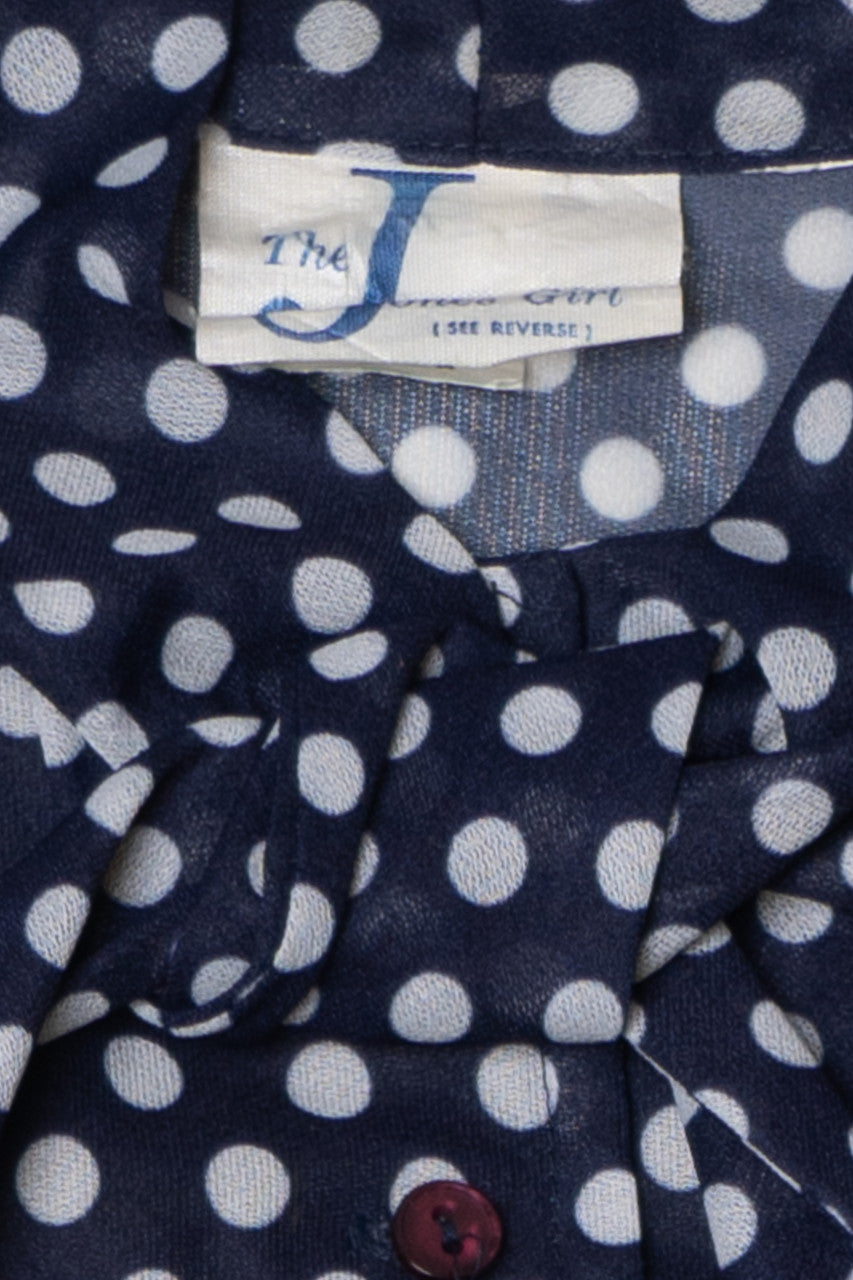 Vintage Navy Polka Dot The Jones Girl Sheer Dress