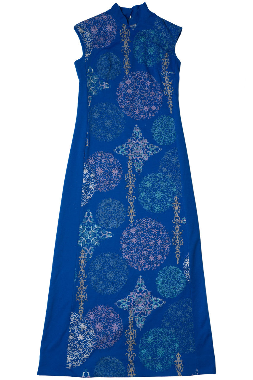 Vintage Alfred Shaheen Cheongsam Maxi Dress