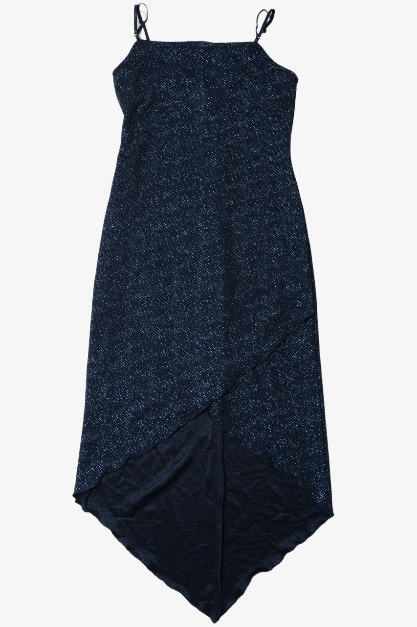 Vintage Dark Blue Sparkly Midi Dress