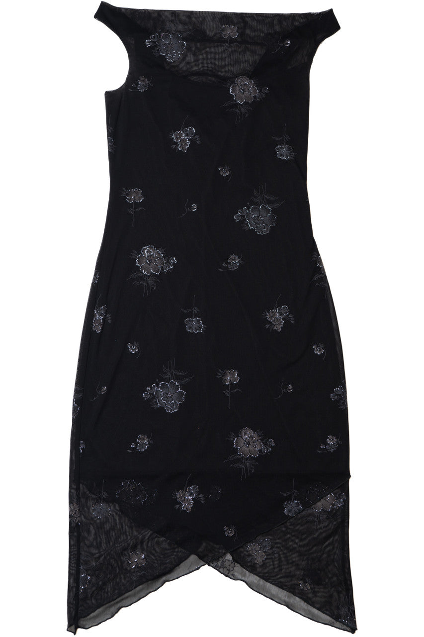 Vintage Floral Black Strappy Back Detail Byer Too! Dress