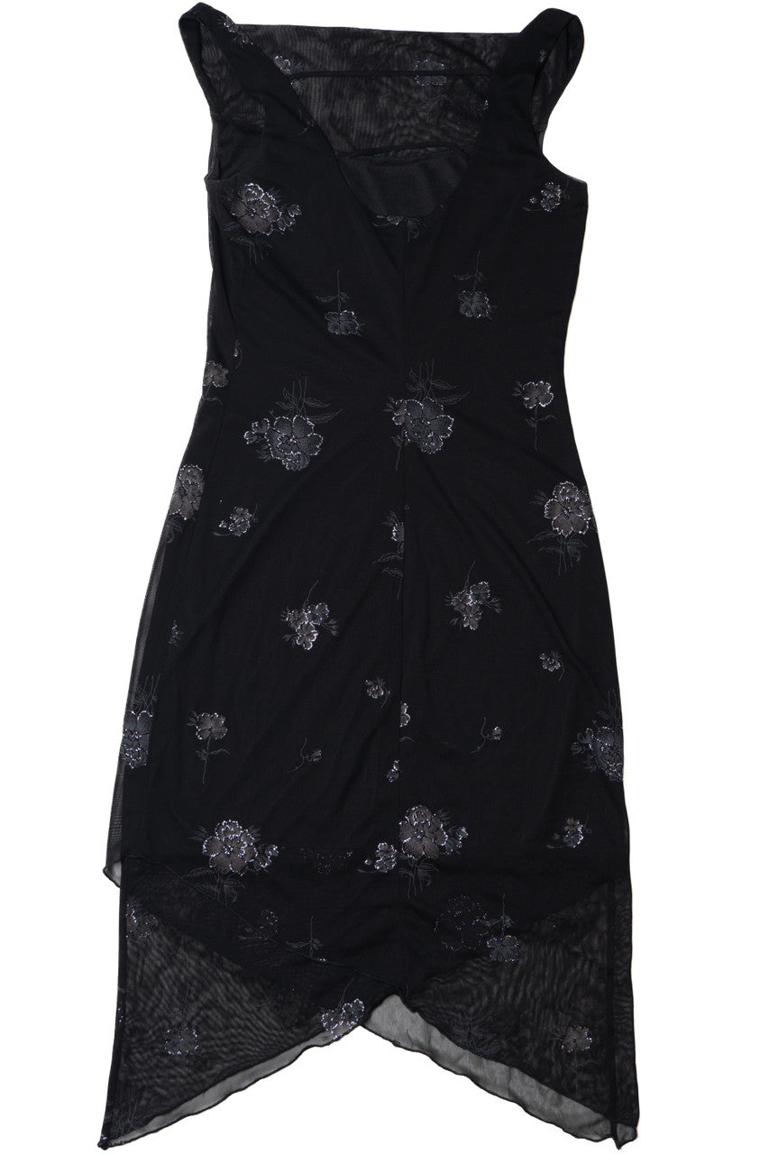 Vintage Floral Black Strappy Back Detail Byer Too! Dress
